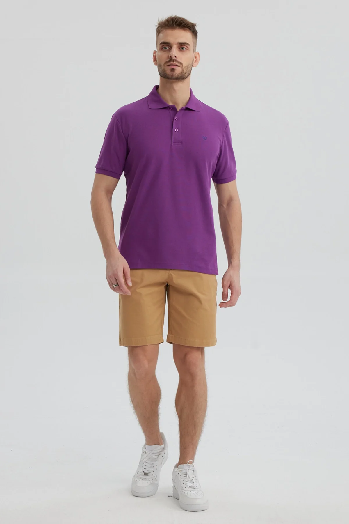 Polera Hombre Pique Básica Lisa Morado - Image 4