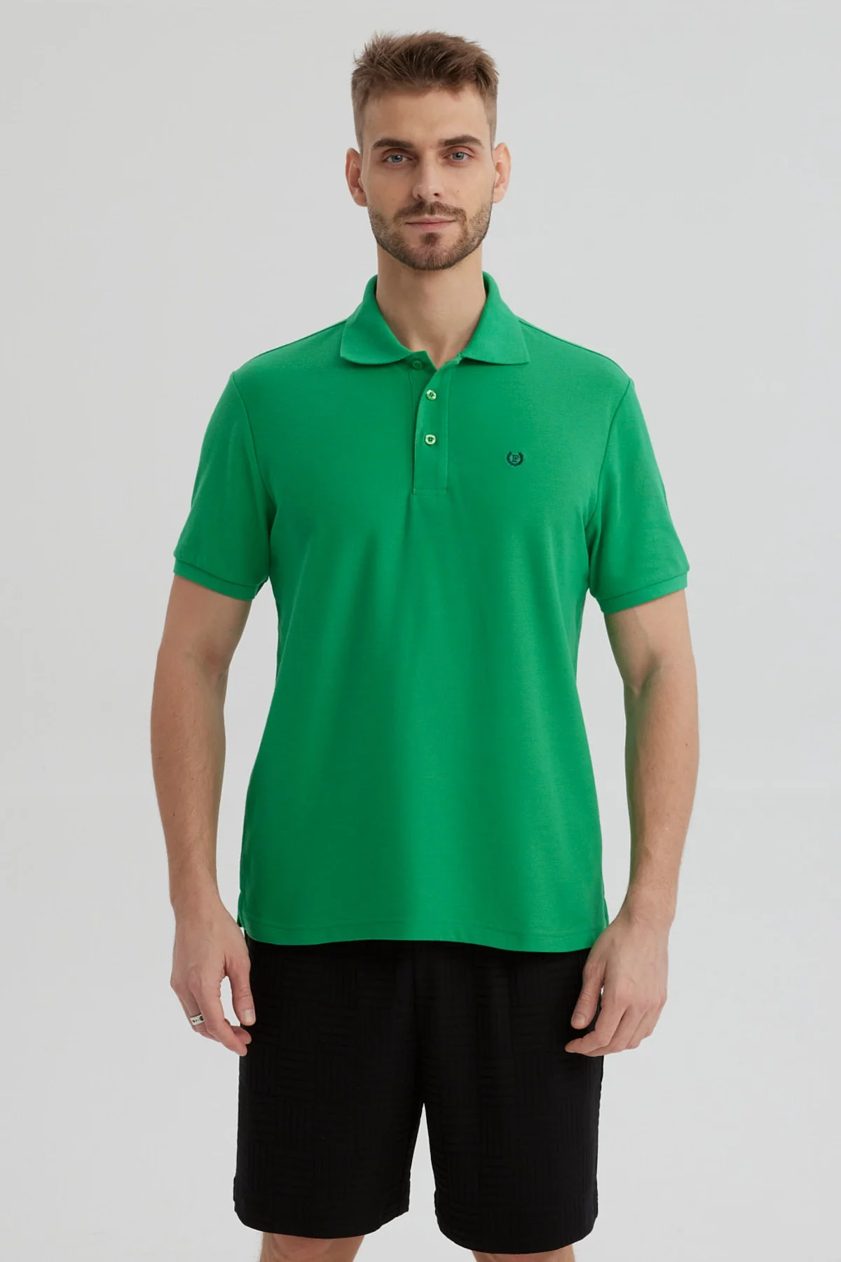 Polera Hombre Pique Básica Lisa Verde