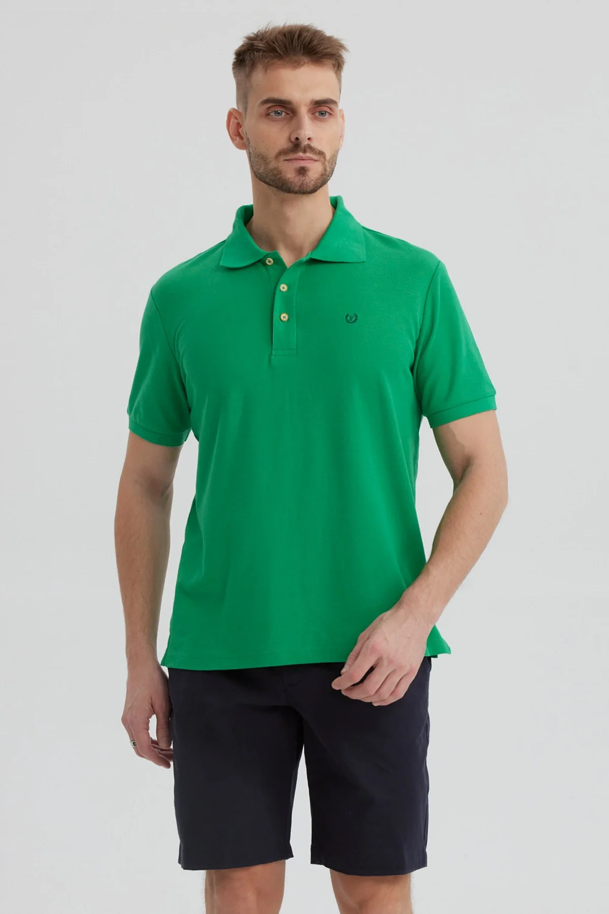 Polera Hombre Pique Básica Lisa Verde
