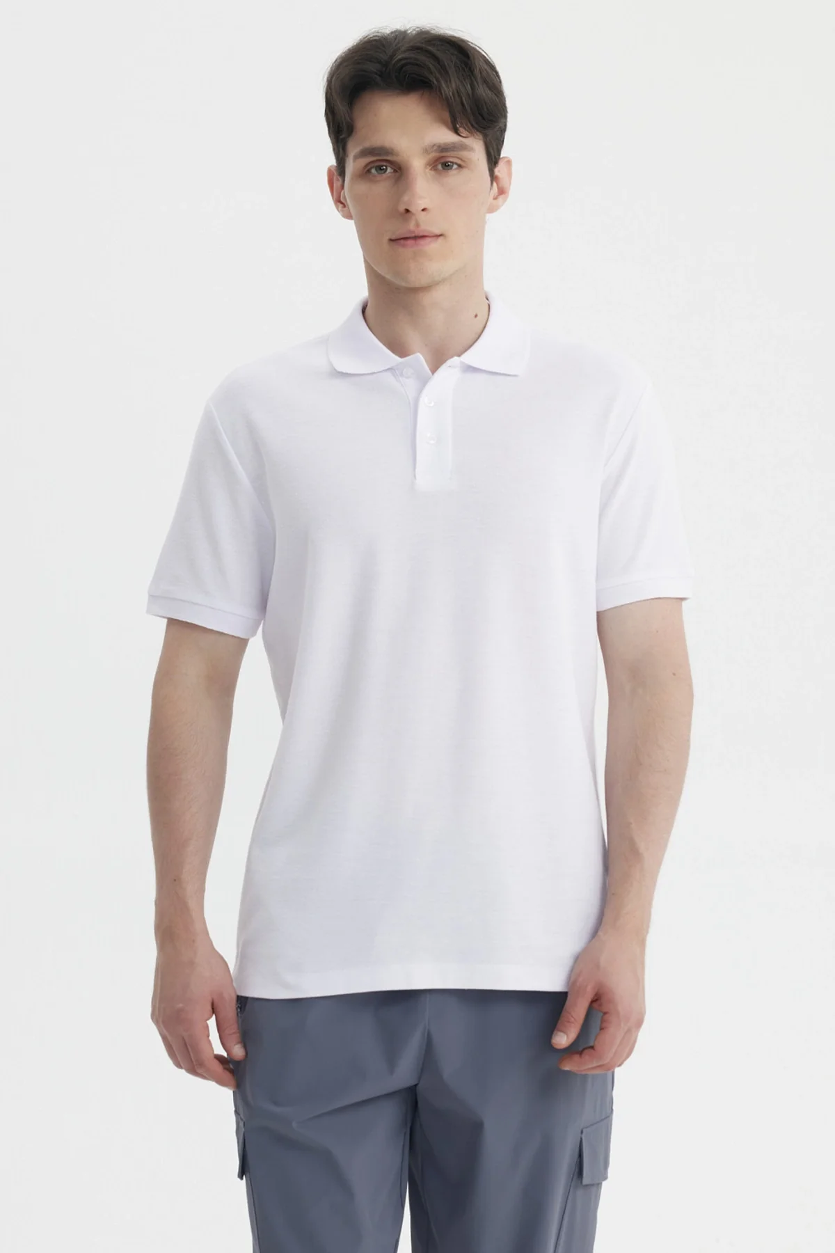 Polera Hombre Pique Hombre Juvenil Blanco