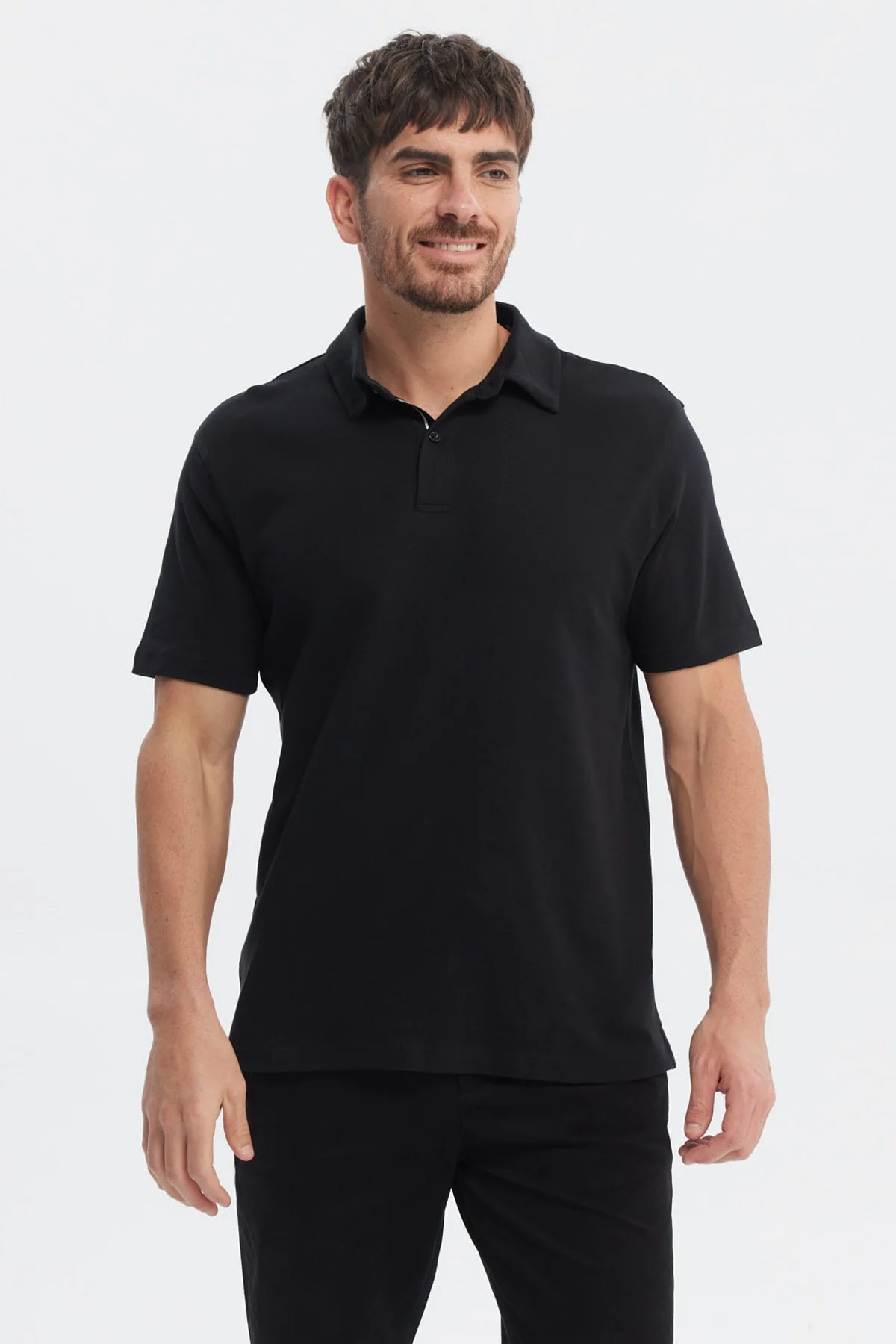 Polera Hombre Polo Lisa Negro