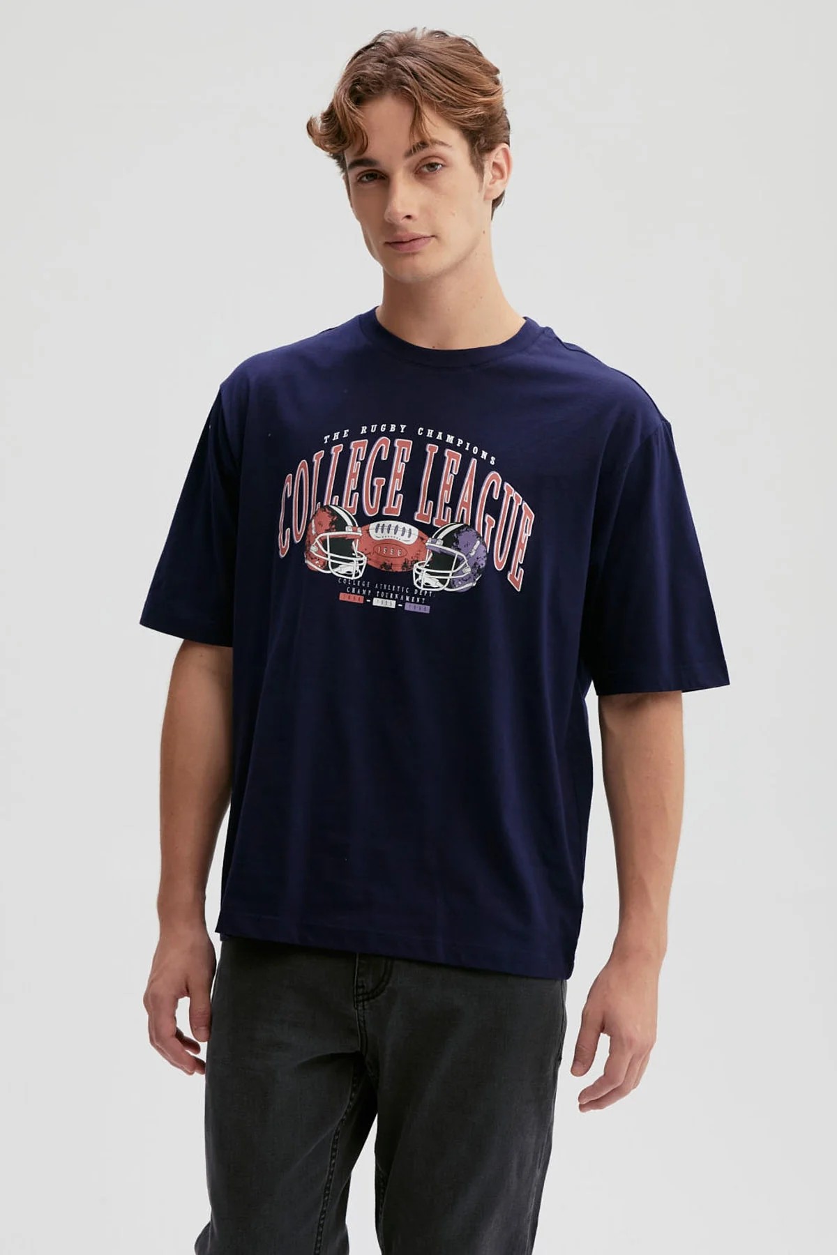 Polera Hombre Print Central Azul