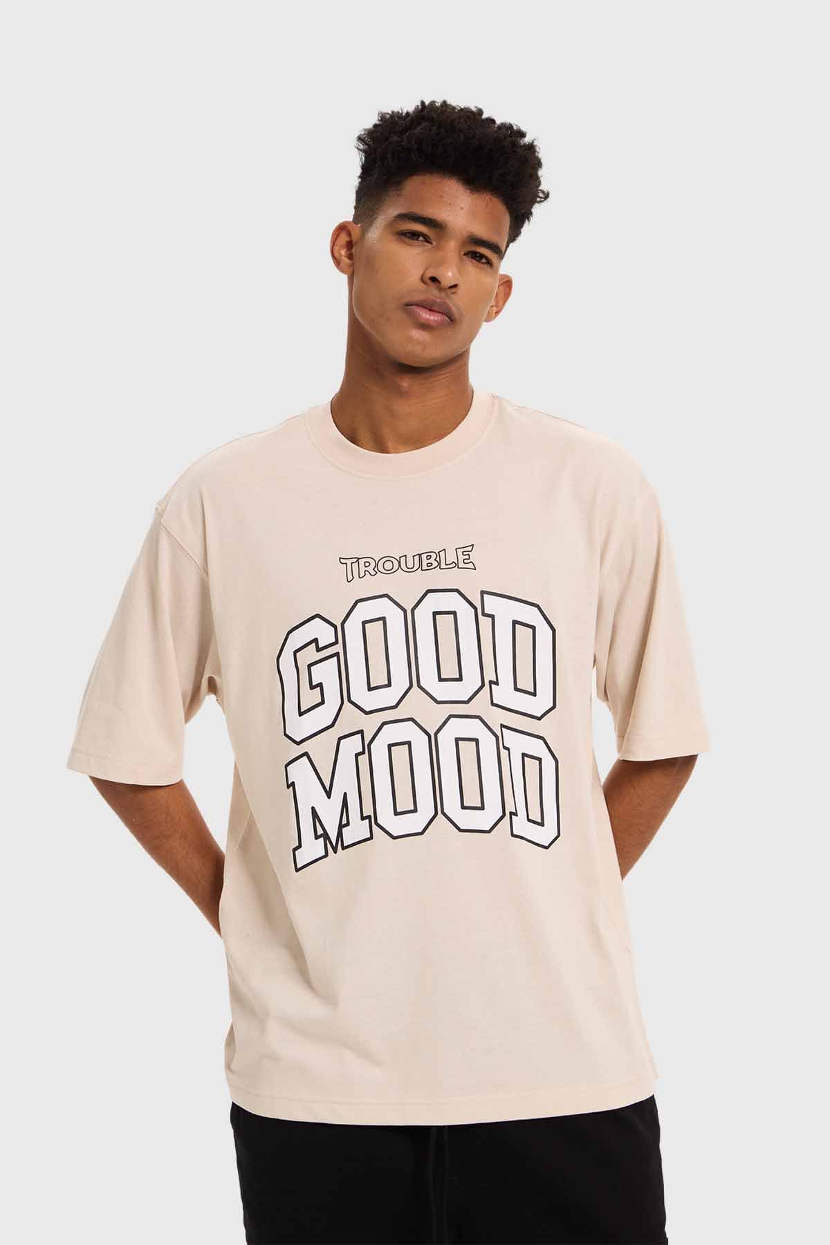 Polera Hombre Print College Beige
