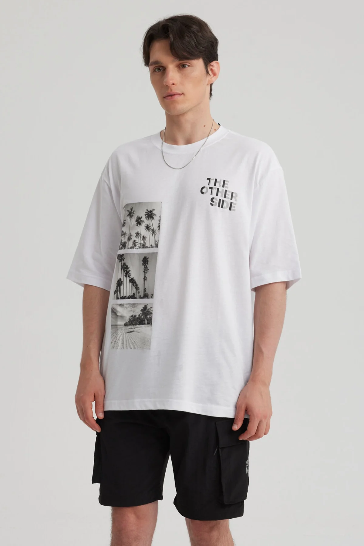 Polera Hombre Print Oversize Blanco