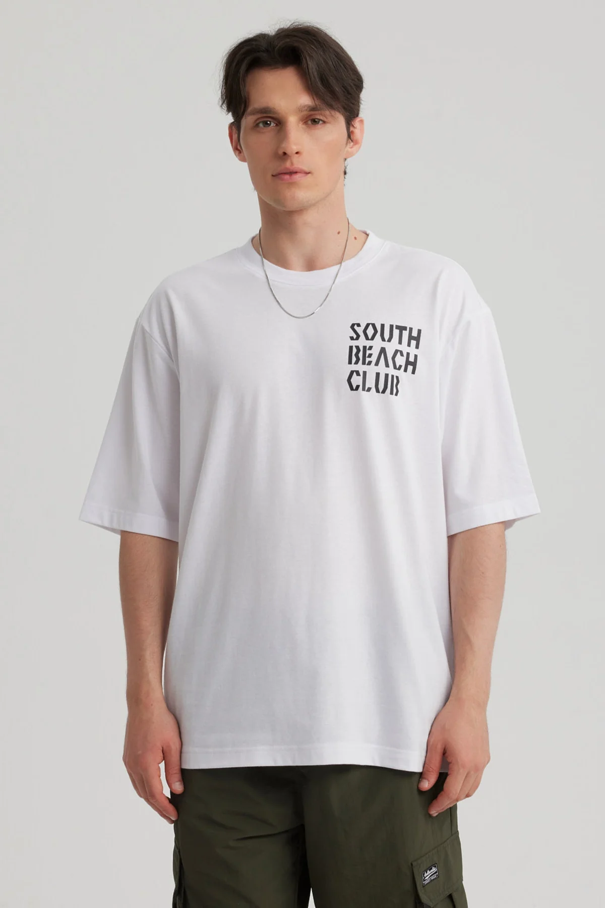 Polera Hombre Print Oversize Blanco