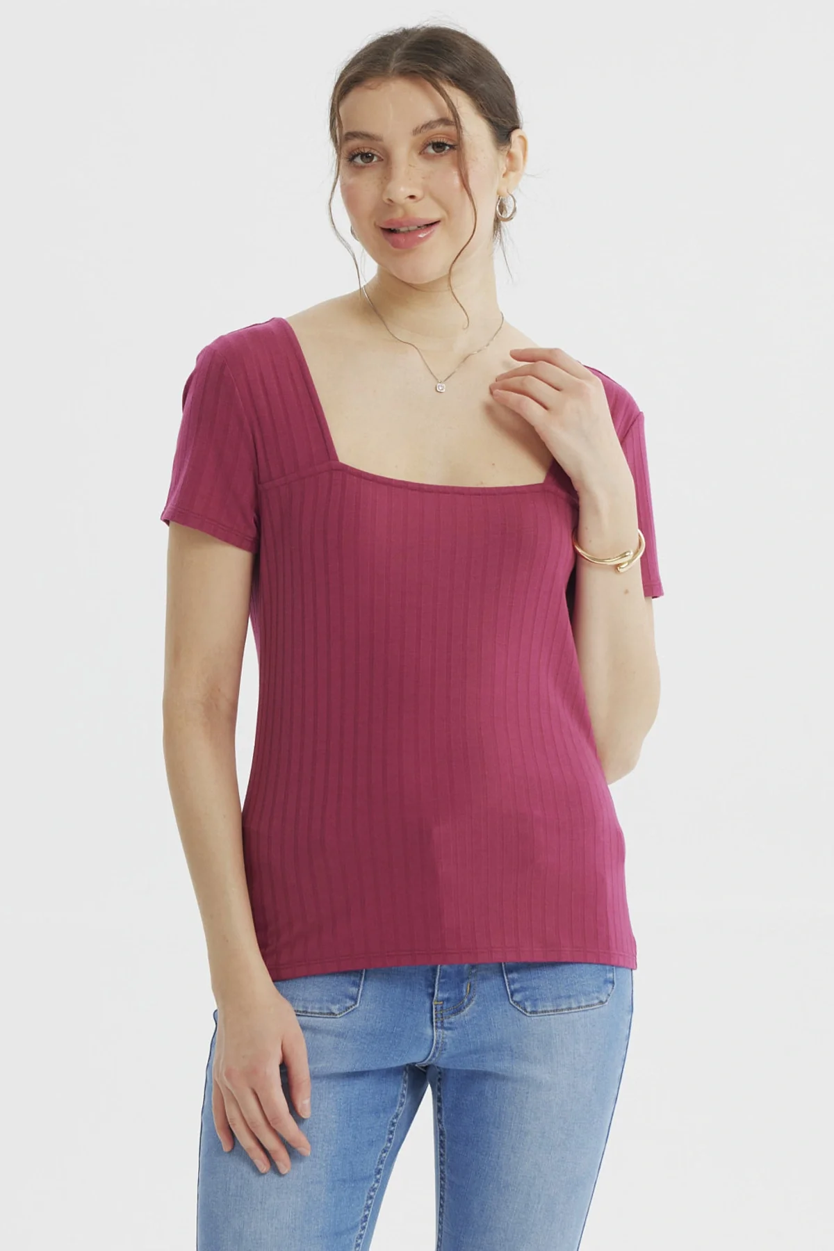 Polera Mujer Ajustado Fucsia
