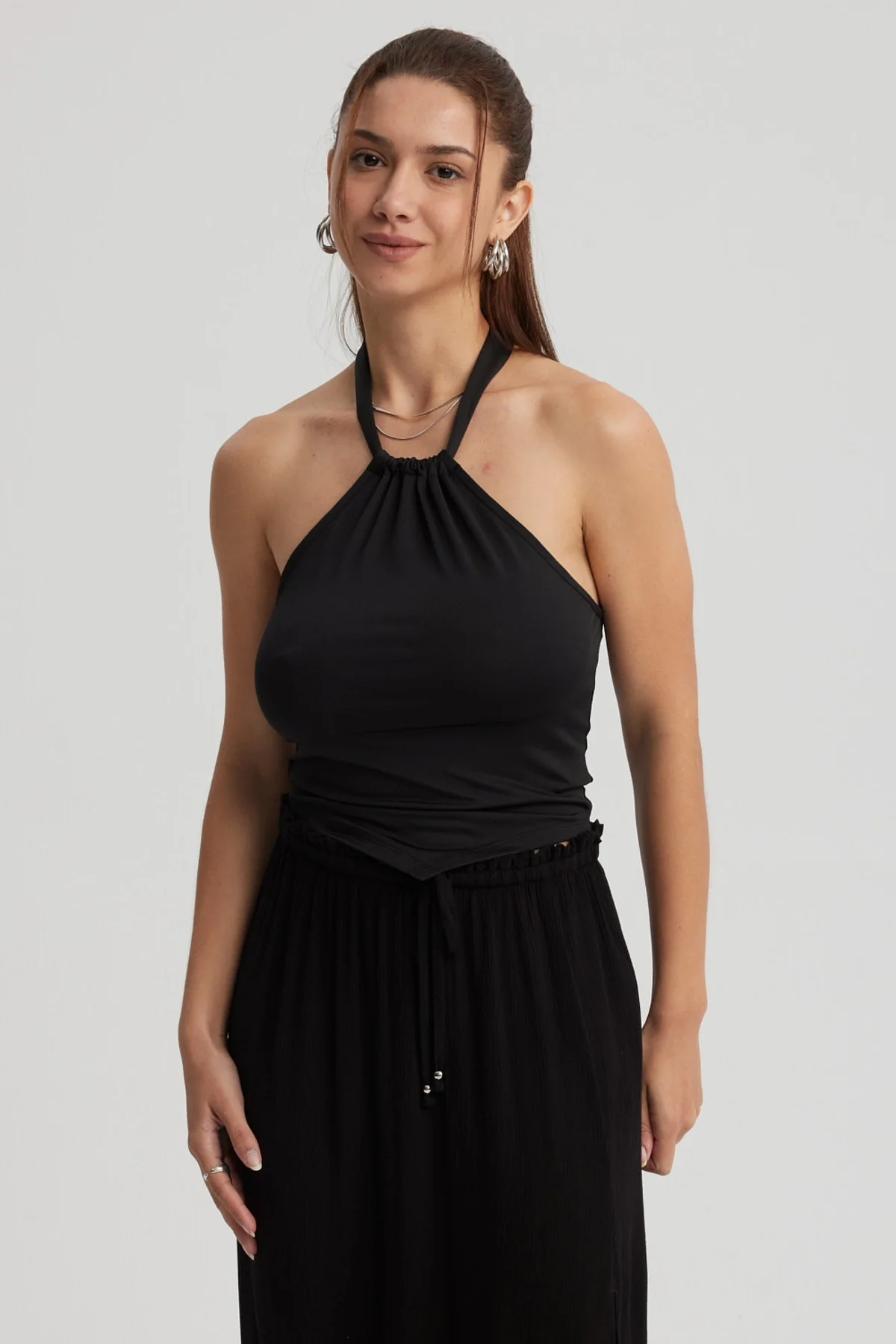 Polera Mujer Amarra Cuello Negro
