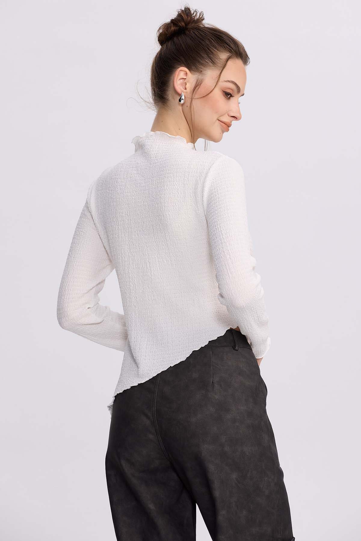 Polera Mujer Asímetrica Blanco - Image 3