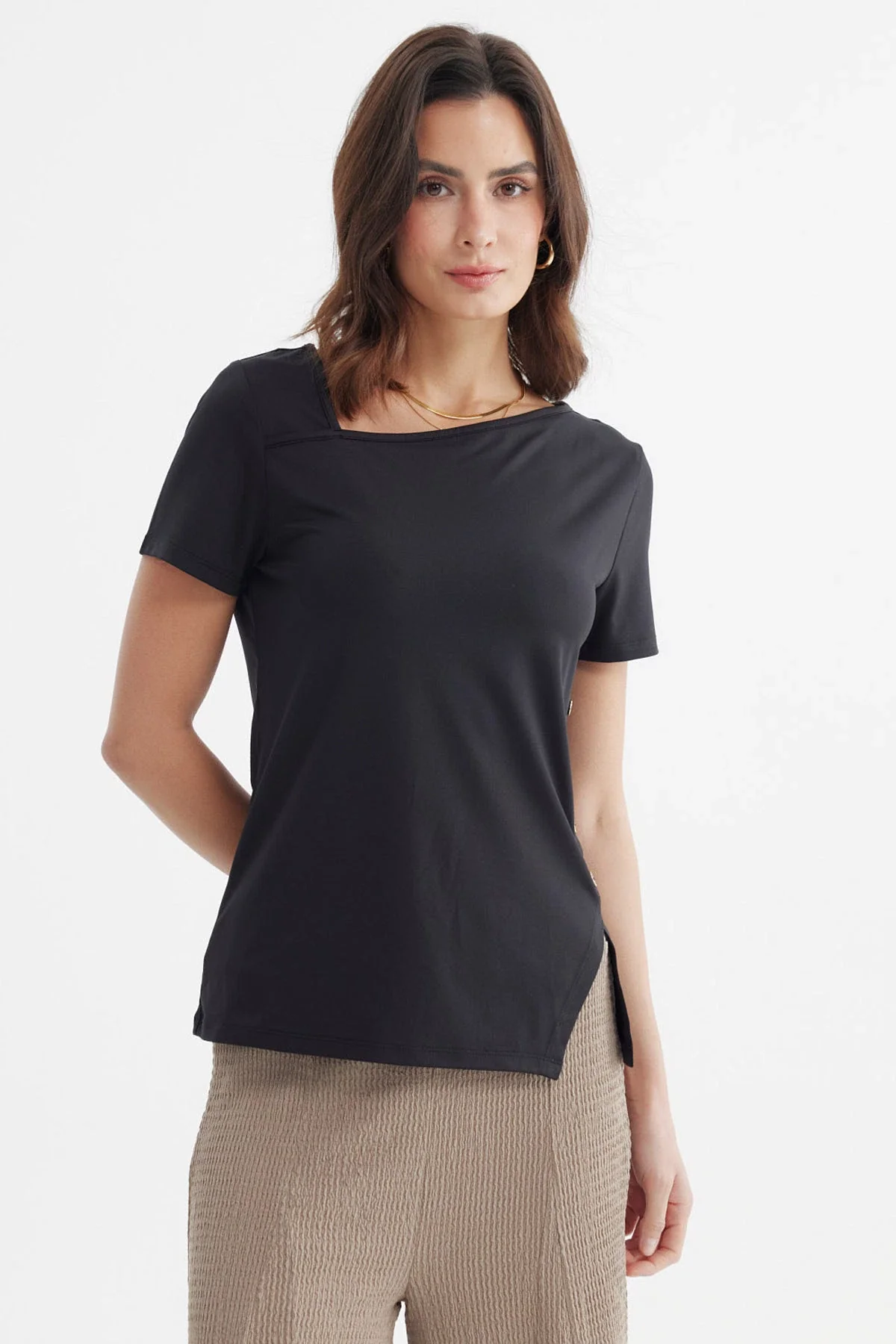 Polera Mujer Asimétrico Negro