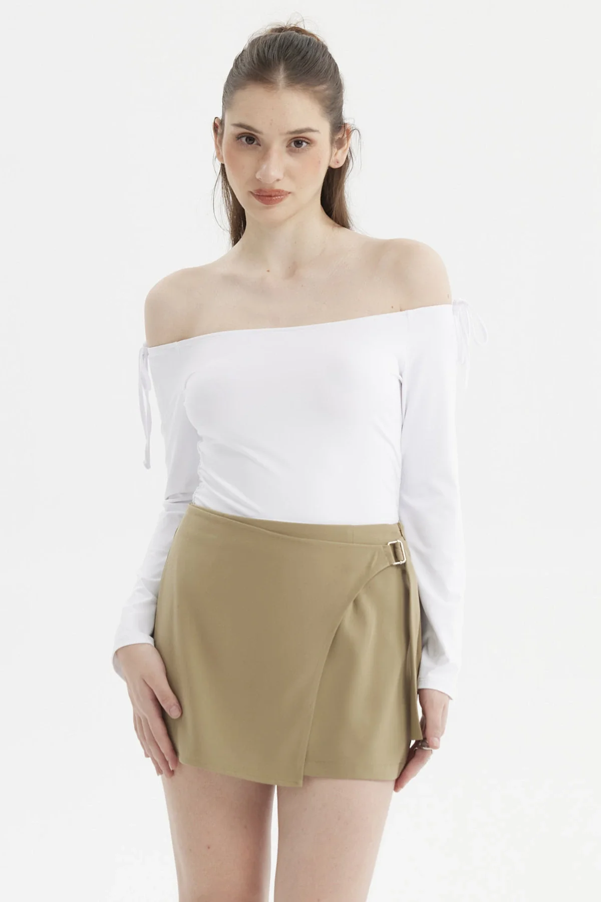 Polera Mujer Bardot Hombros Blanco