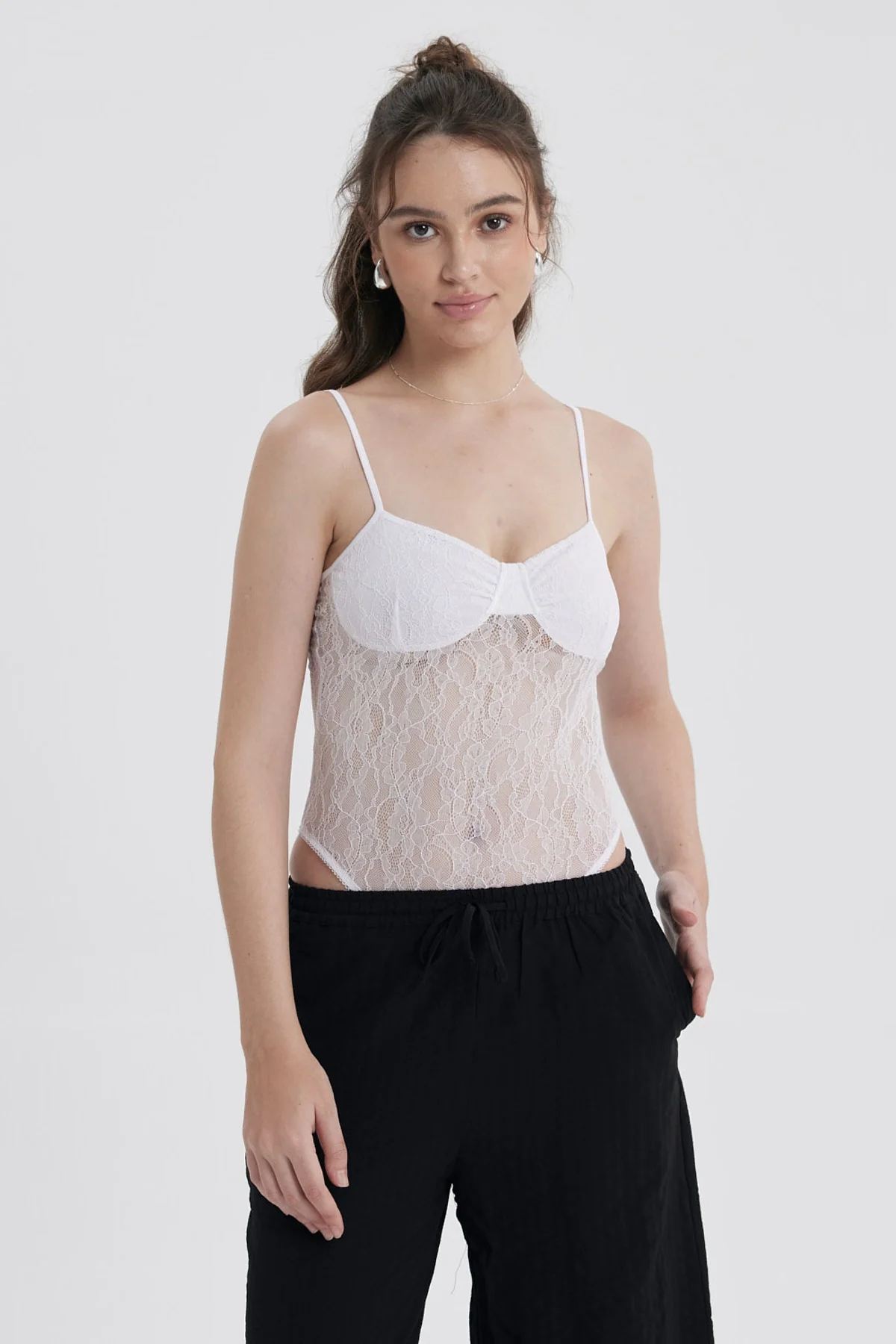 Polera Mujer Body Encaje Blanco