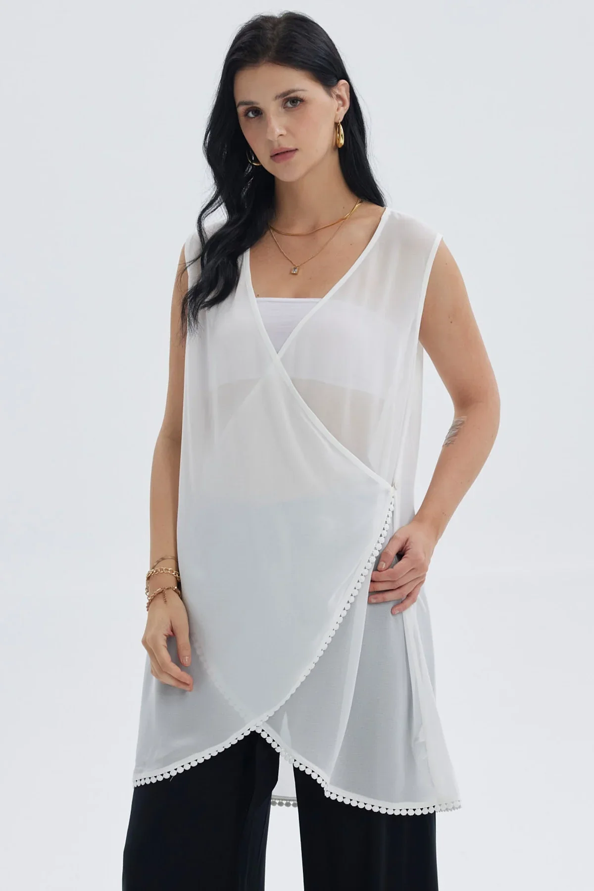 Polera Mujer Cruzada Crudo