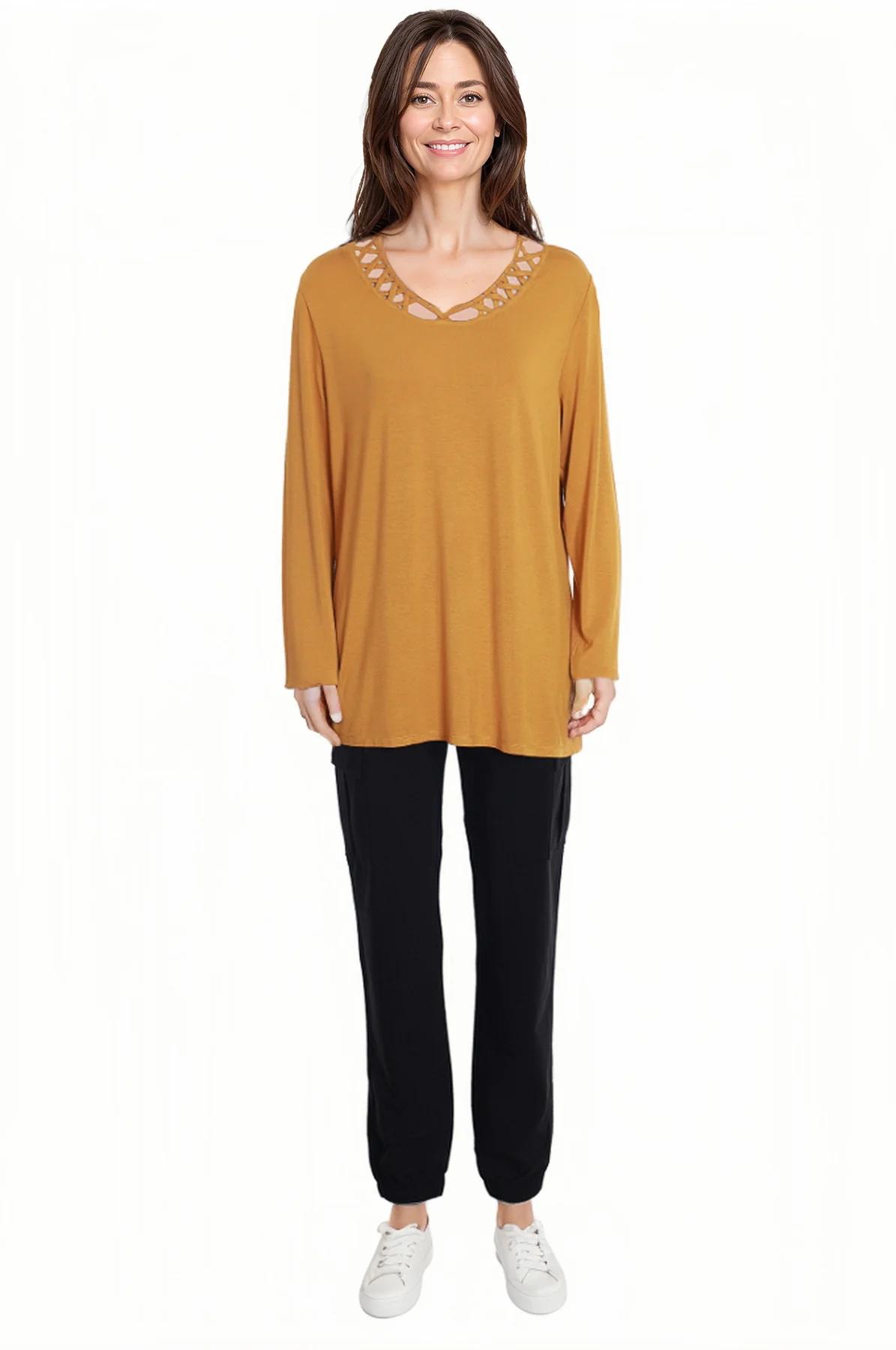 Polera Mujer Cuello Cruzado Mostaza - Image 3
