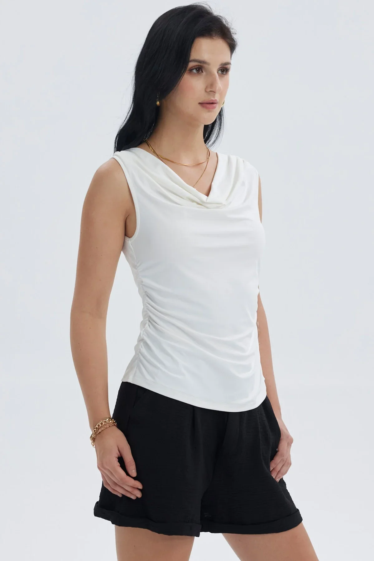 Polera Mujer Cuello Espalda Crudo - Image 2