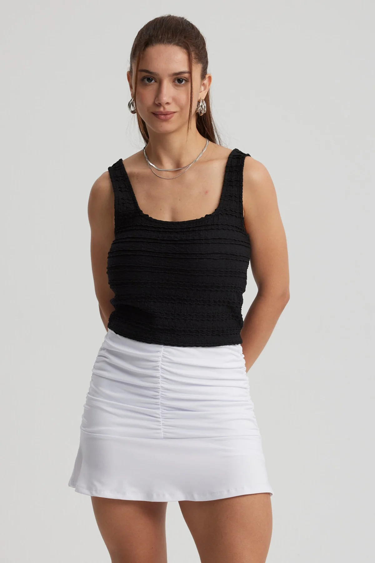 Polera Mujer Escote Cuadrado Negro