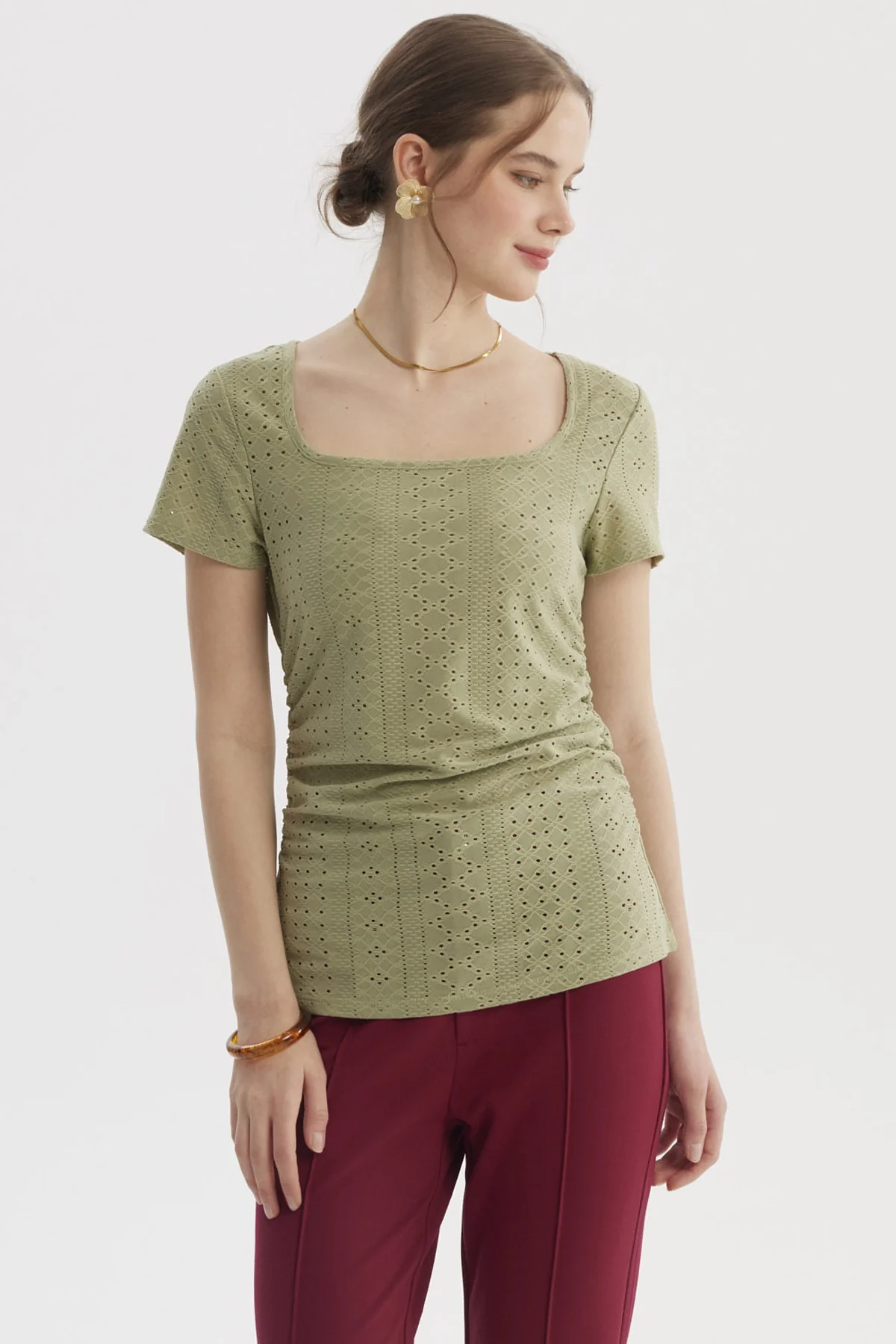 Polera Mujer Escote Cuadrado Verde