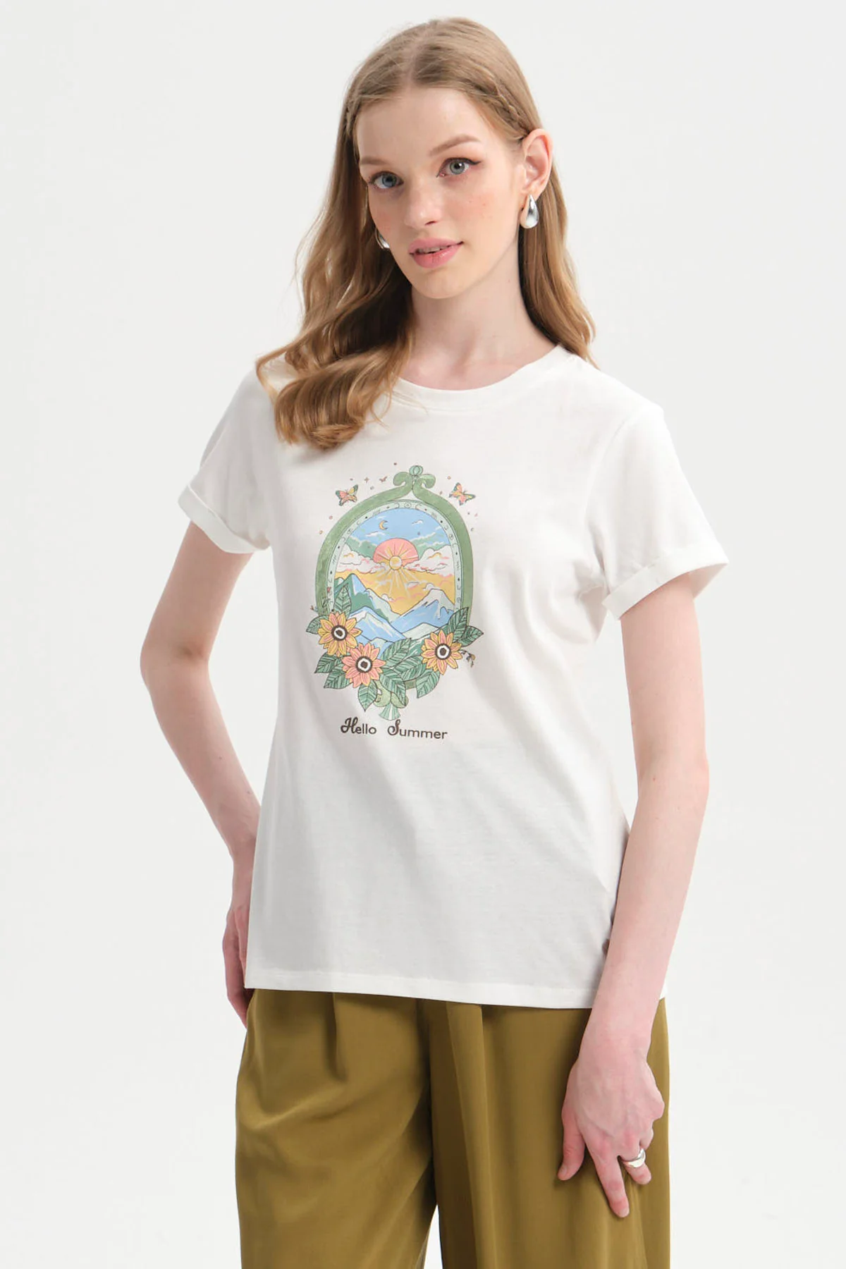 Polera Mujer Gráfica Roll Up Crudo