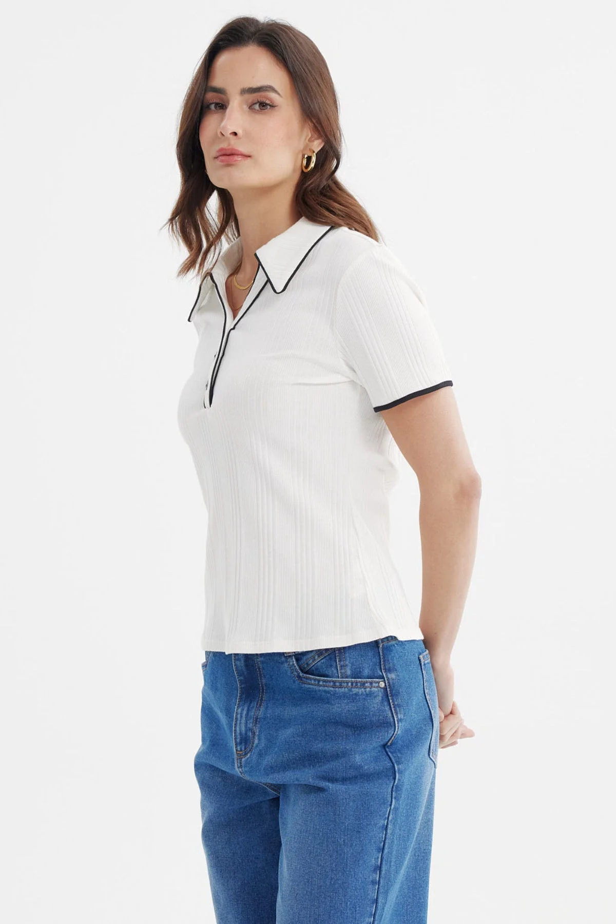 Polera Mujer Medio Cierre Crudo - Image 2