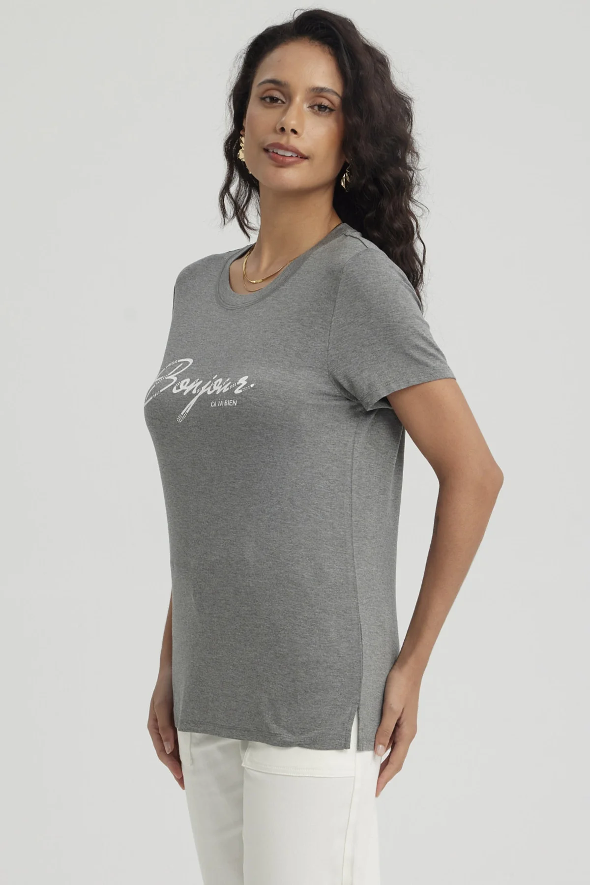 Polera Mujer Print Gris - Image 3