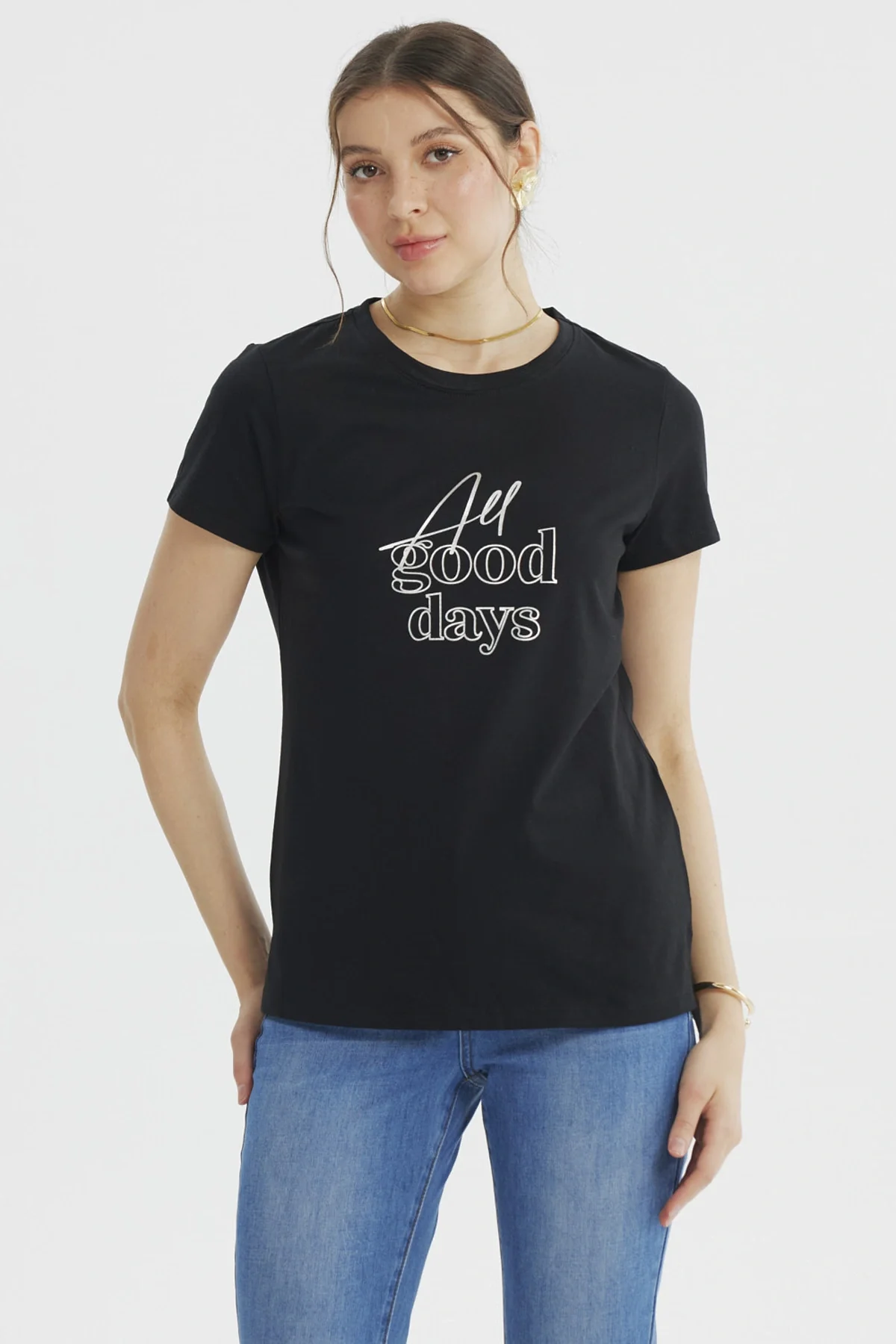 Polera Mujer Print Posiiconal Negro