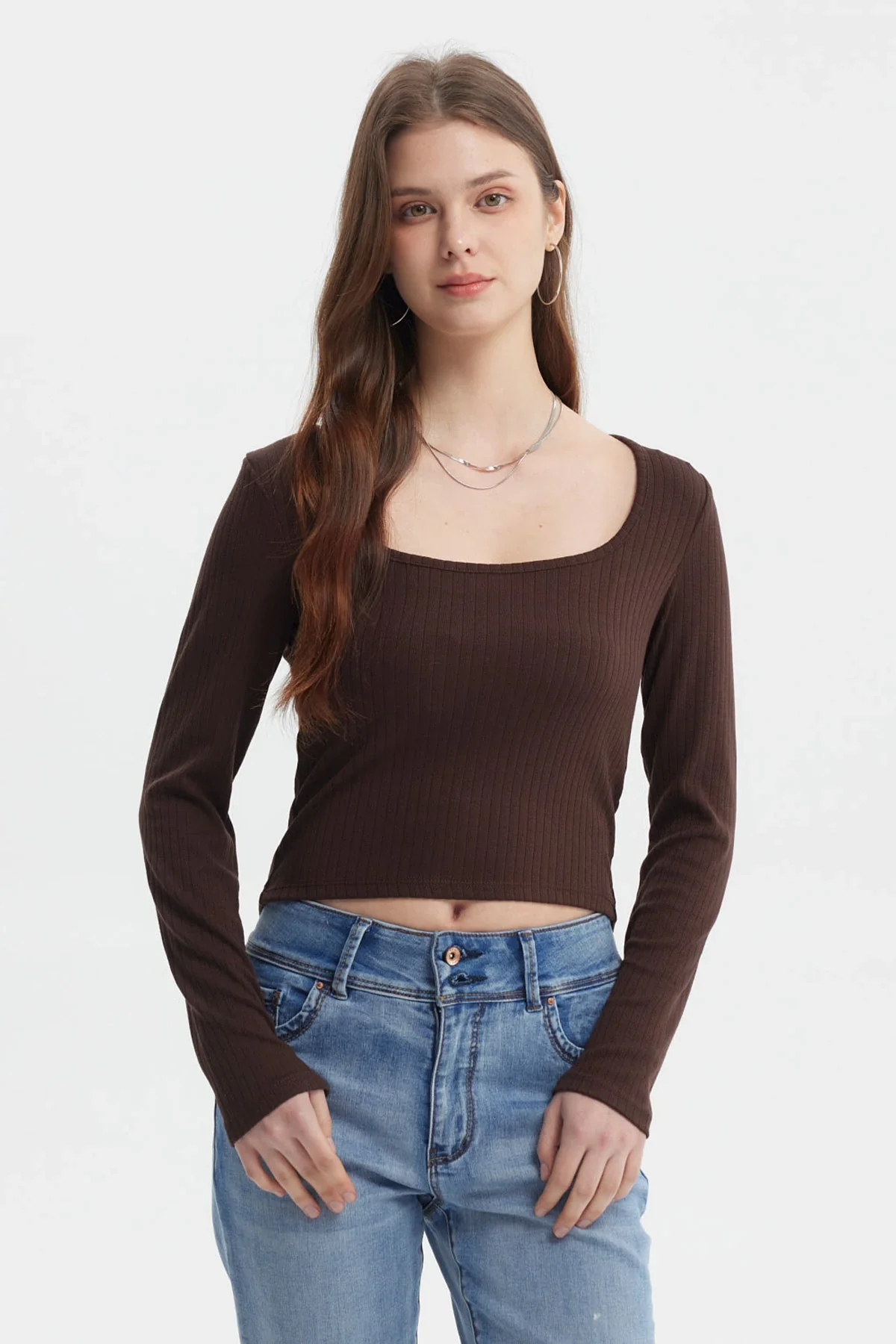 Polera Mujer Rib Café Oscuro