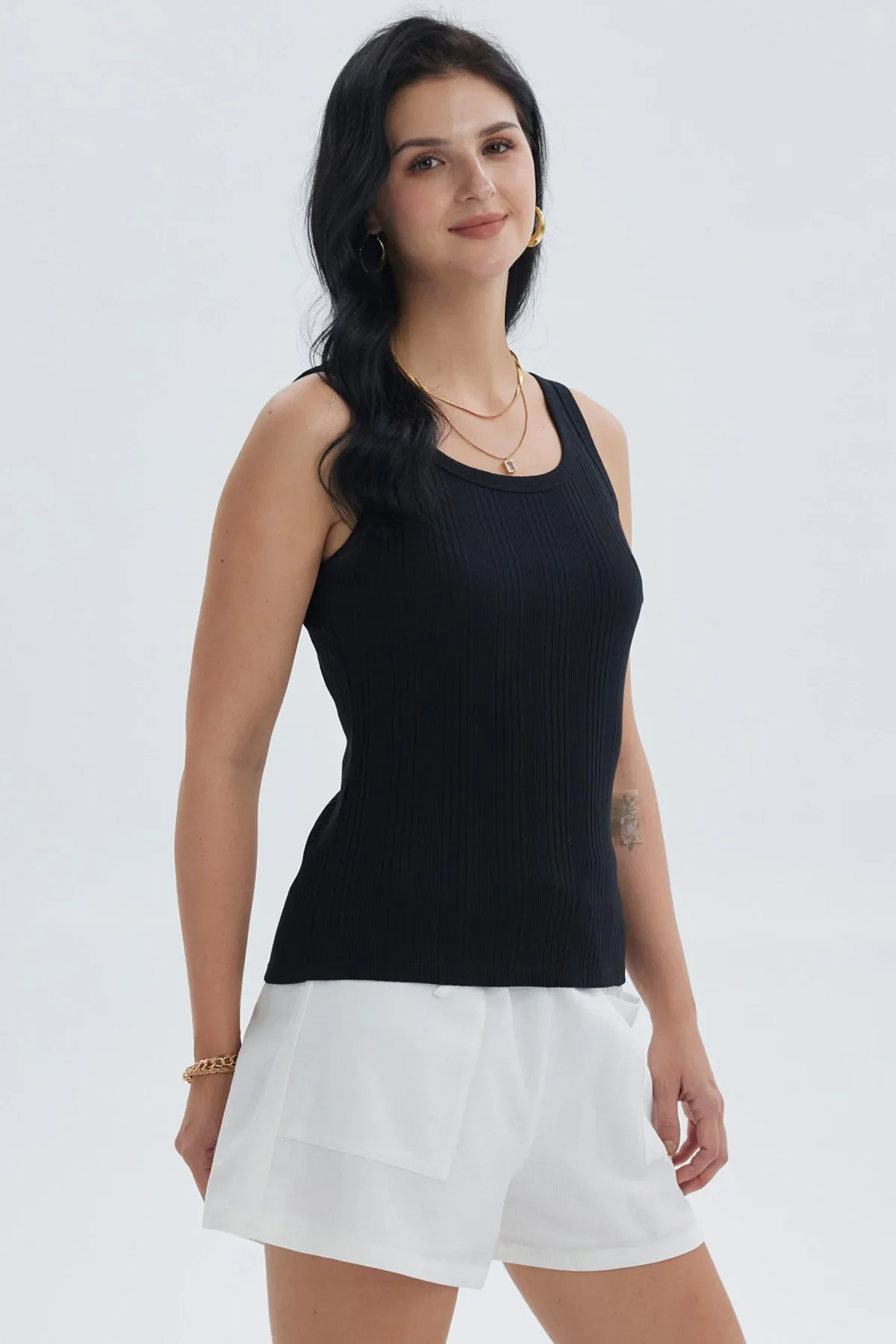 Polera Mujer Rib Lisa Negro - Image 2