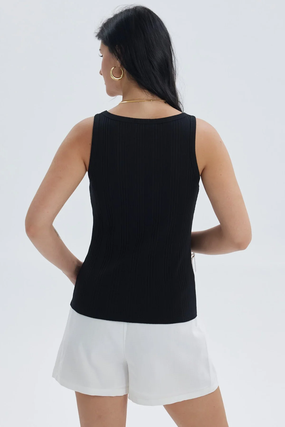 Polera Mujer Rib Lisa Negro - Image 3