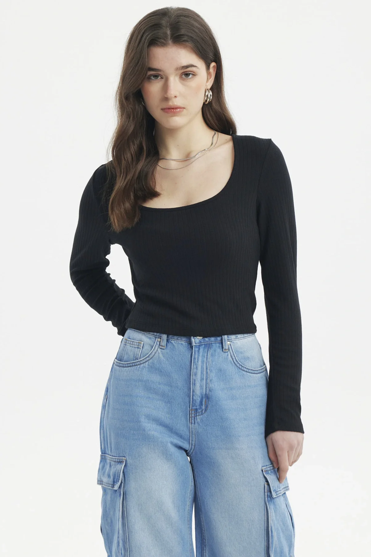 Polera Mujer Rib Negro