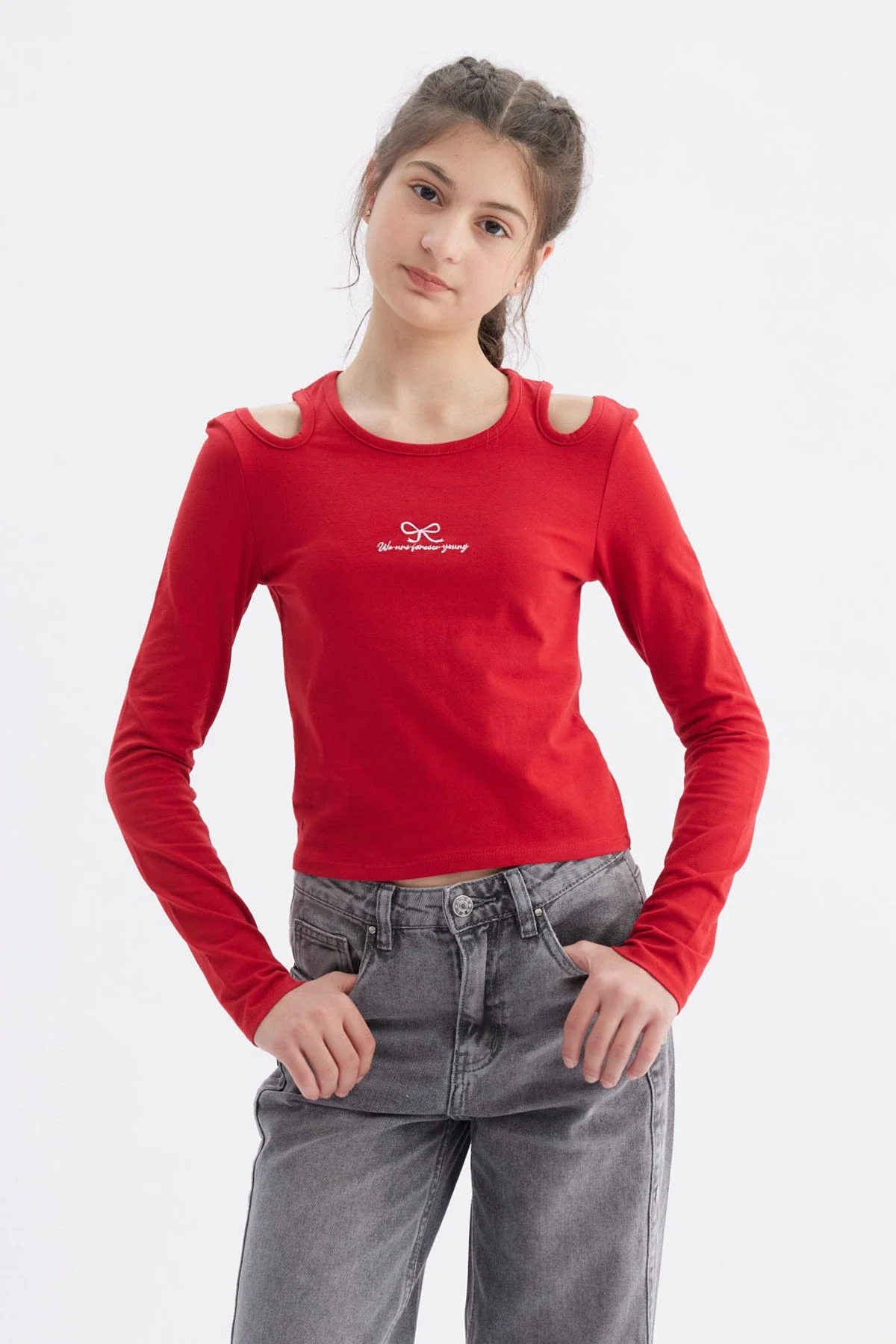 Polera Niña Aberturas Rojo