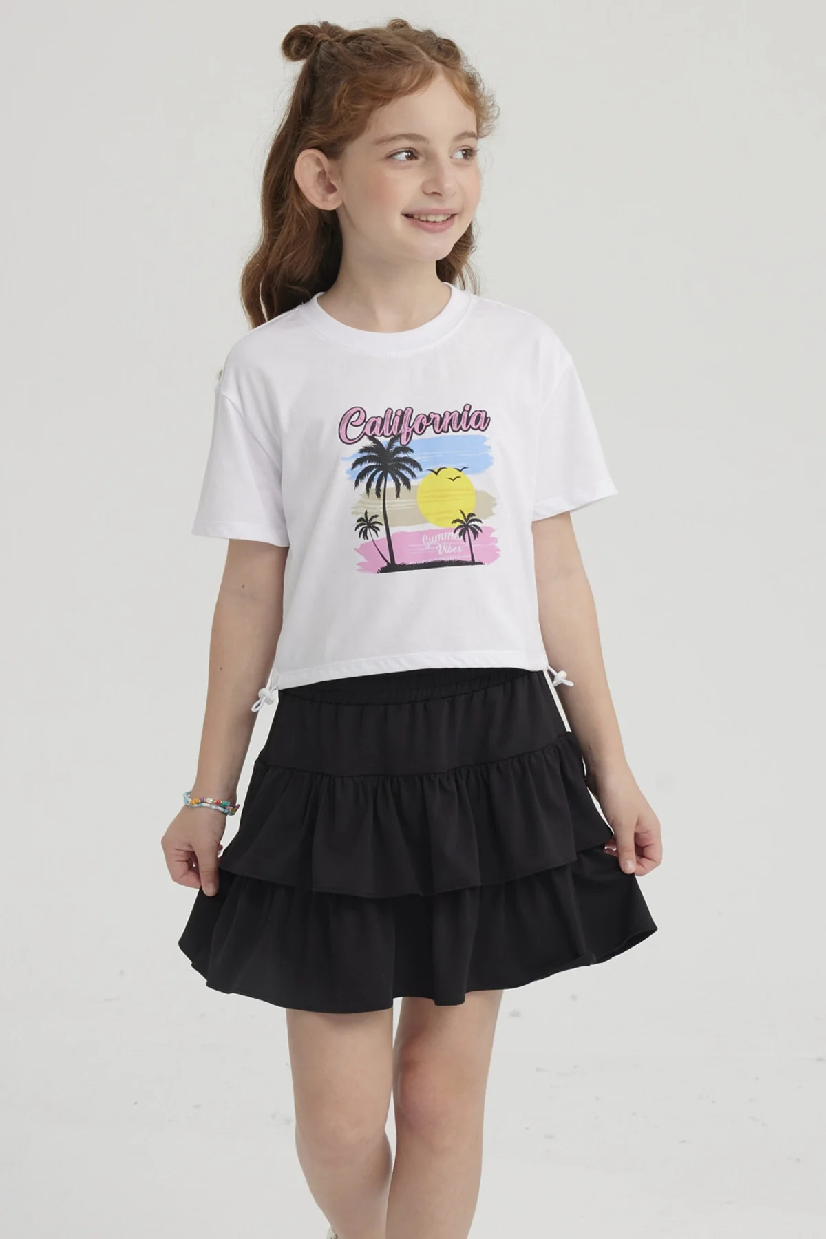 Polera Niña Ajustador Costado Blanco