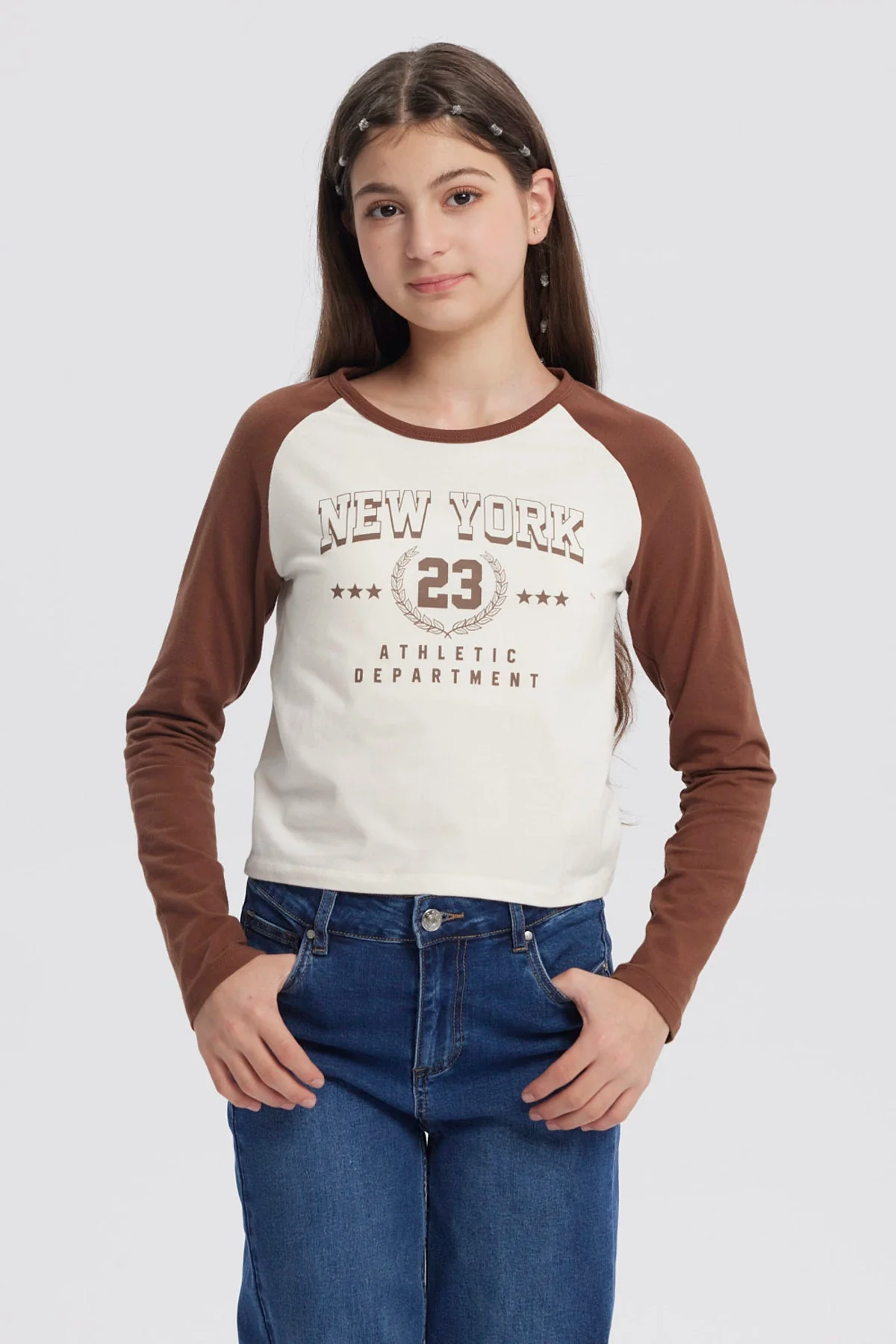 Polera Niña Cuello Redondo Crudo