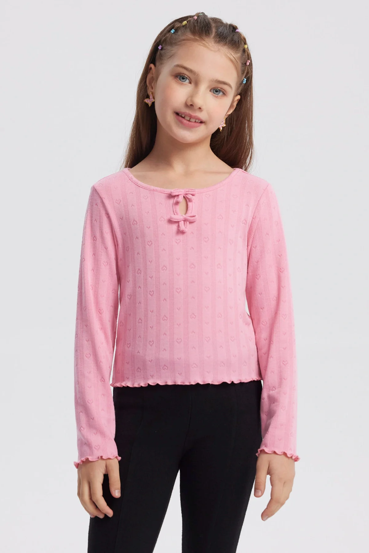 Polera Niña Lazos Rosado
