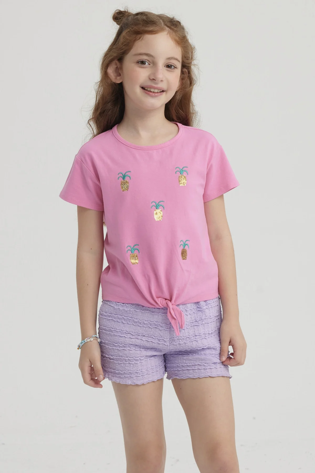 Polera Niña Nudo Rosado