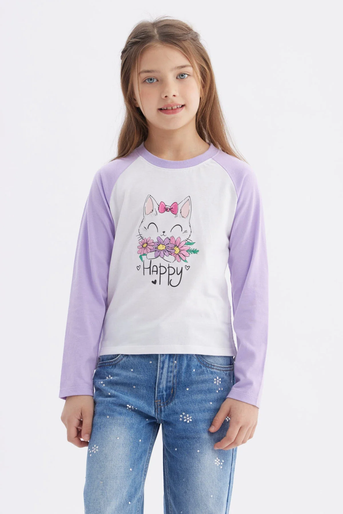Polera Niña Recogido Costado Lila