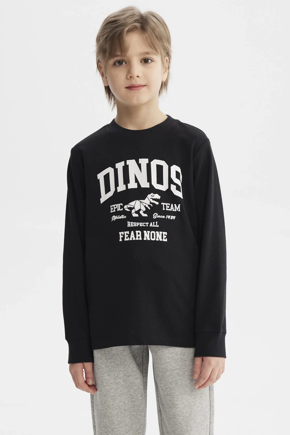 Polera Niño College Con Puños Negro