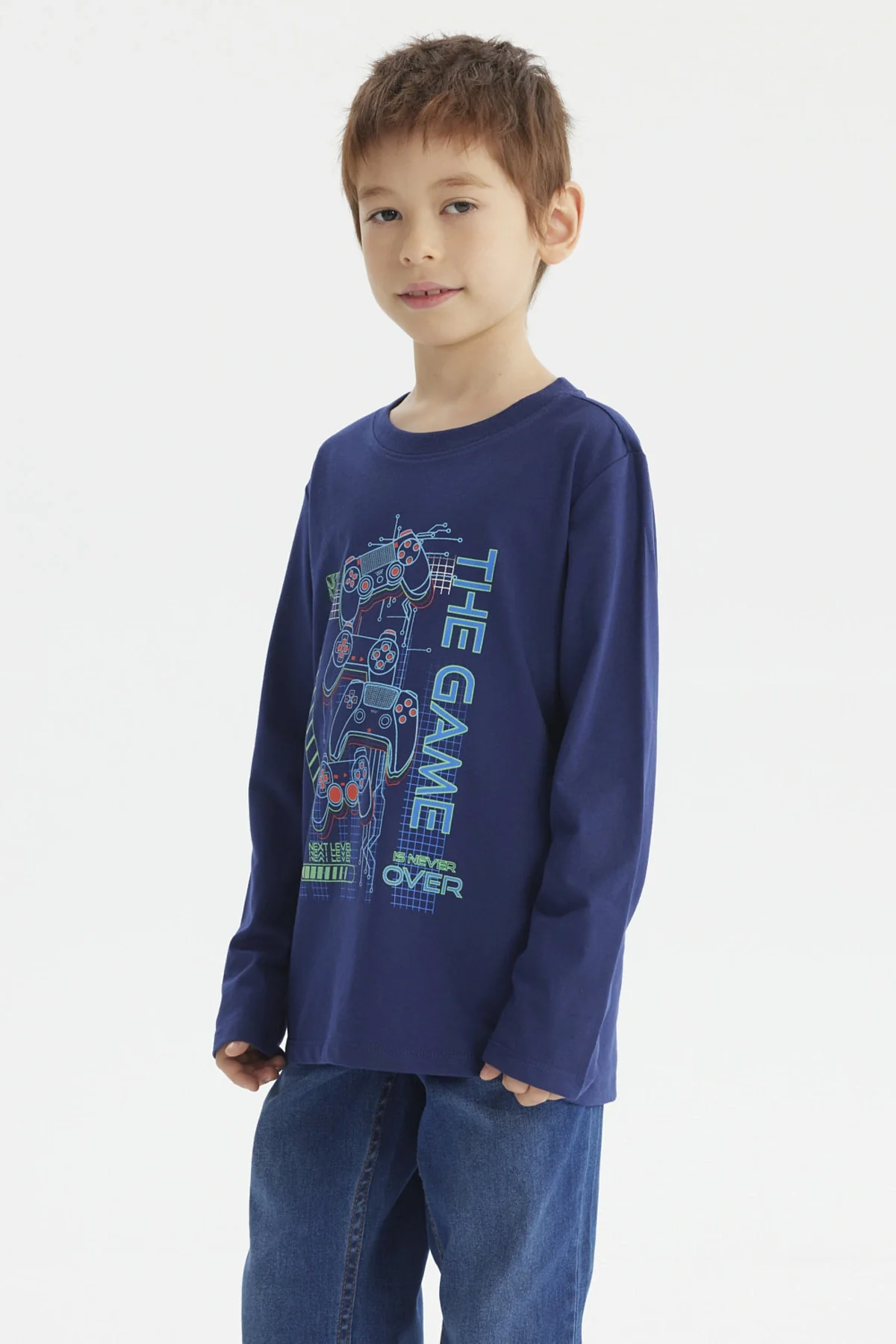 Polera Niño Fosforecente Azul Oscuro
