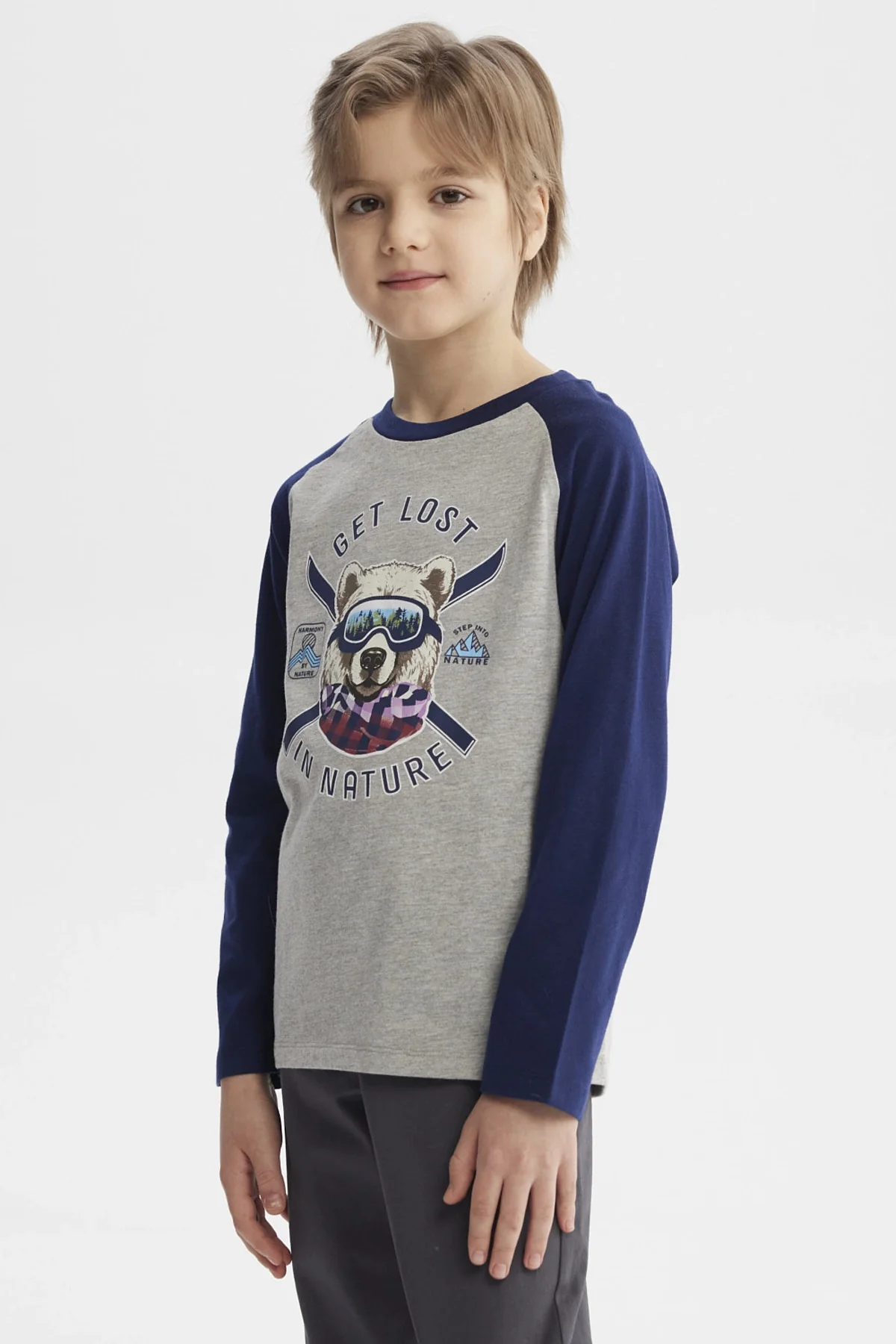 Polera Niño Print Adventure Gris Melange