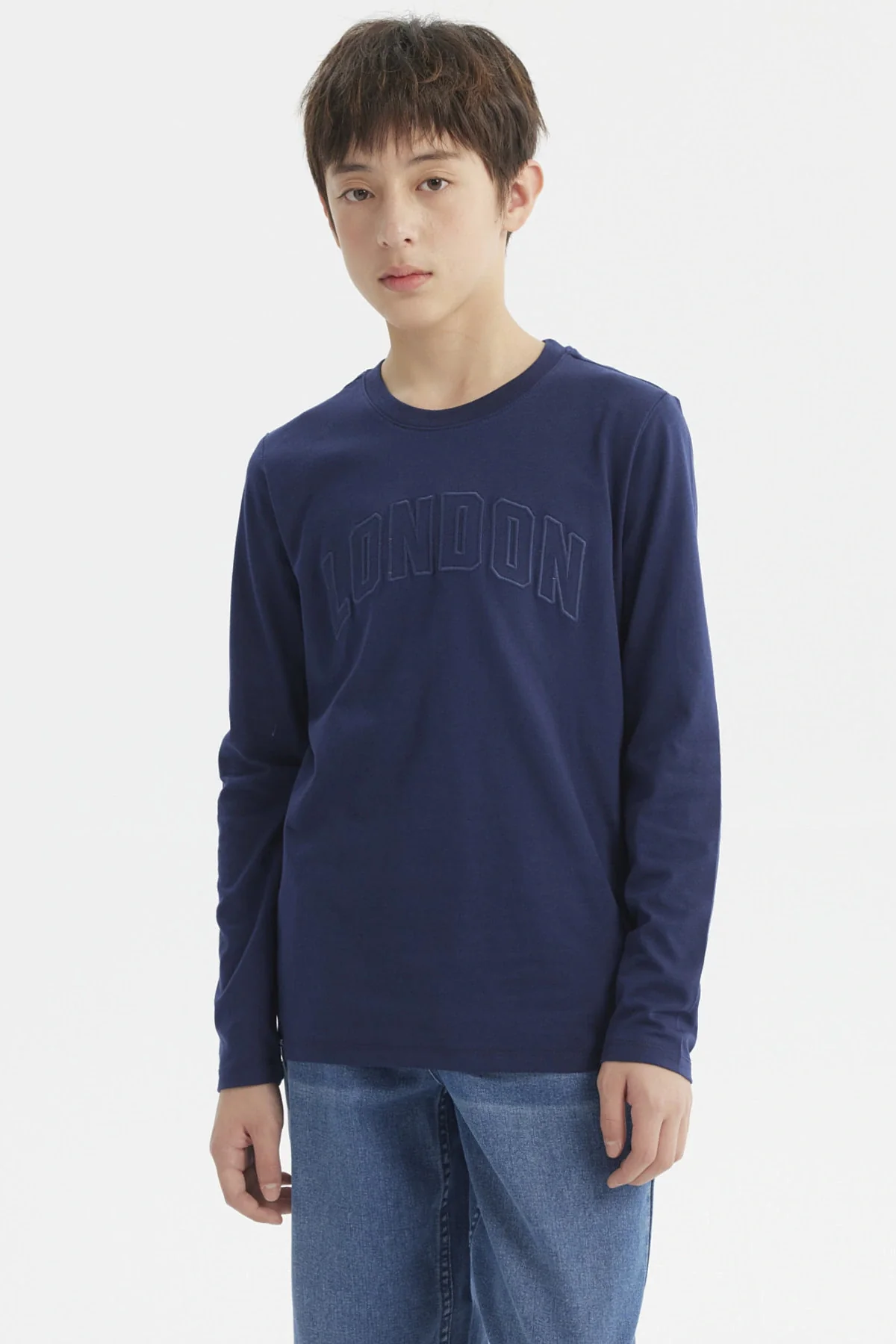 Polera Niño Print Con Relieve Azul Oscuro
