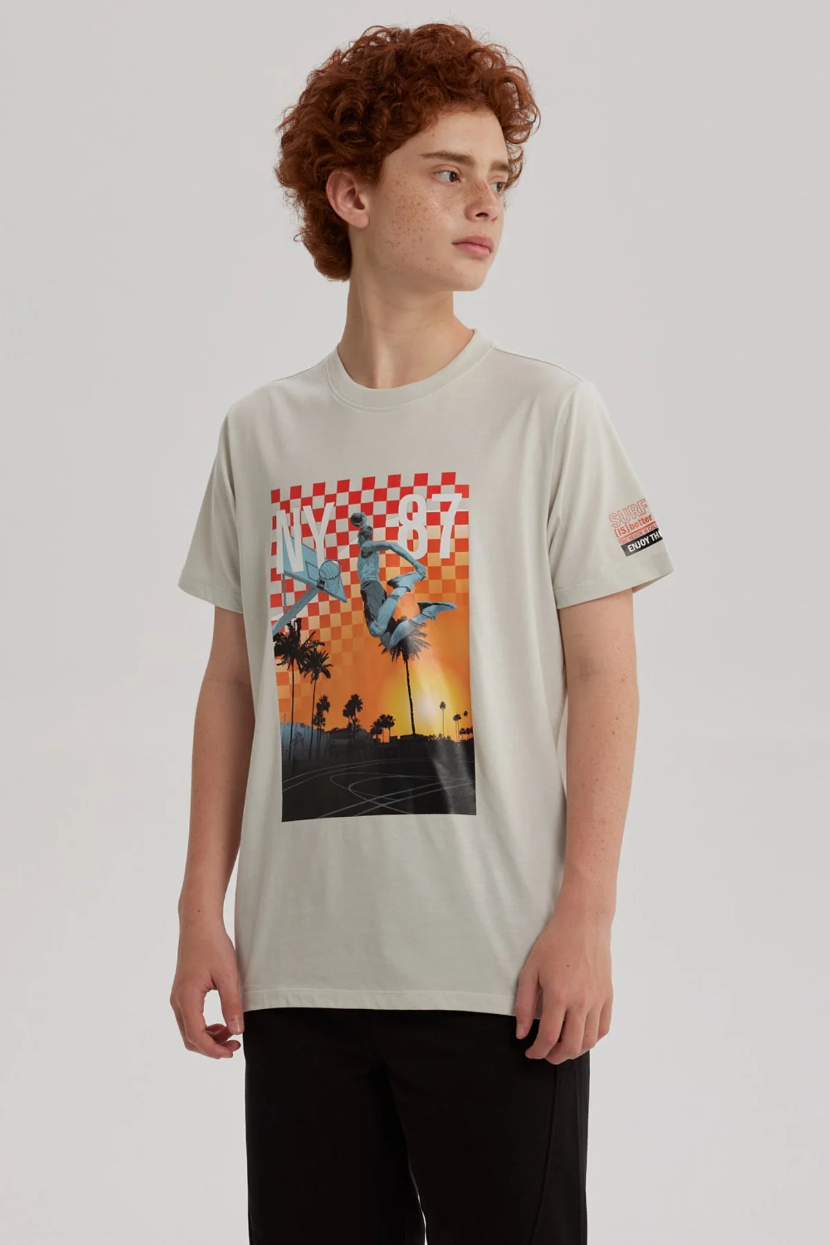 Polera Niño Print Posicional Gris