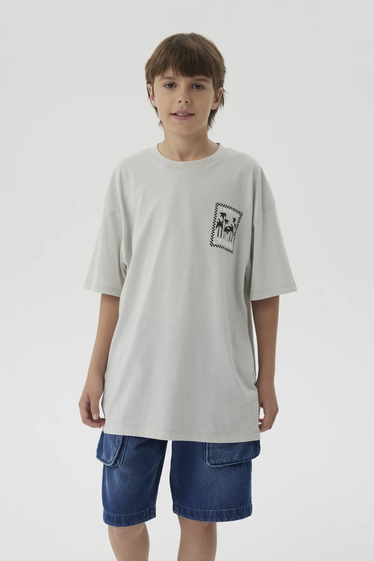 Polera Niño Print Posicional Gris