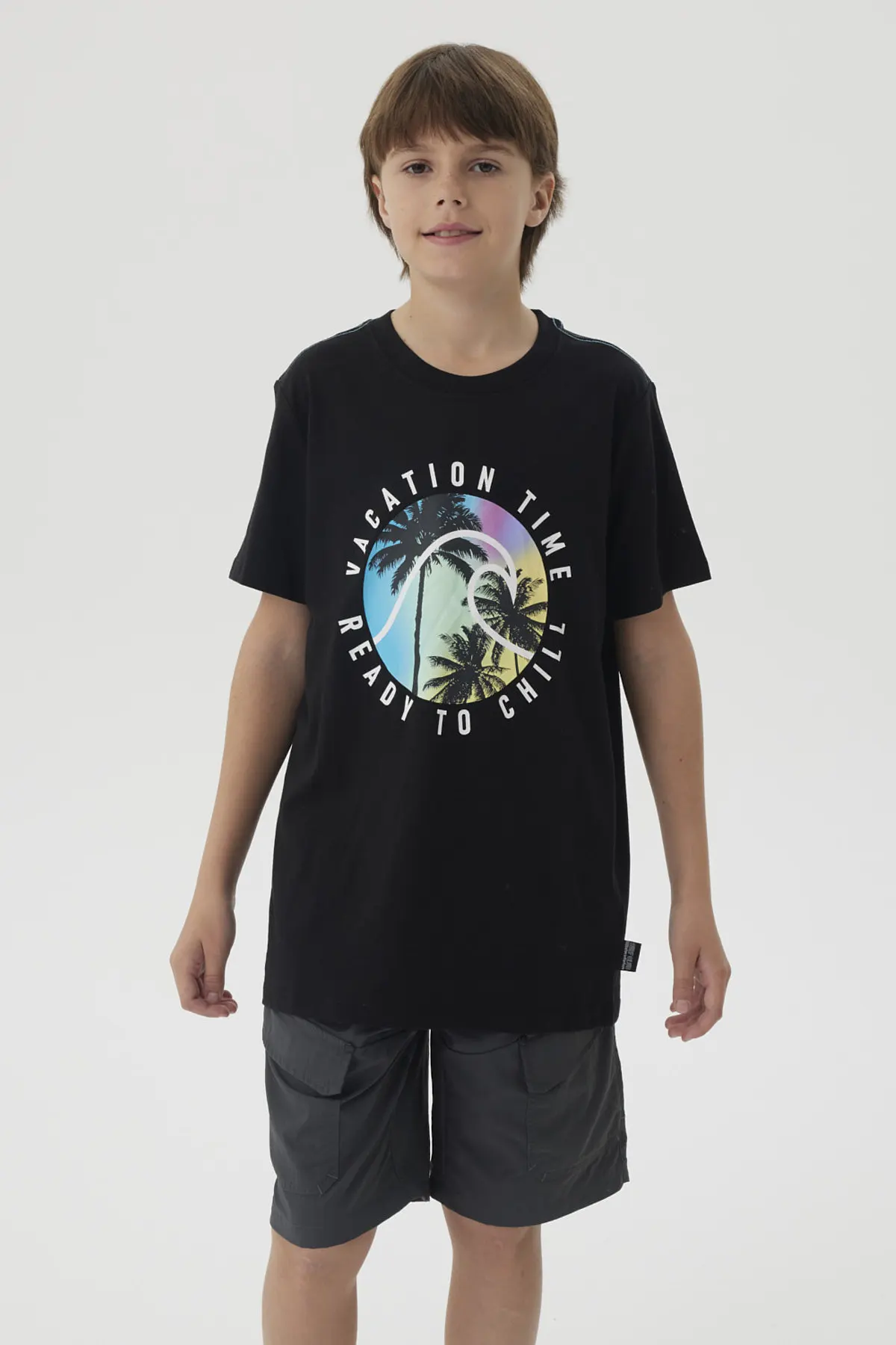 Polera Niño Print Posicional Negro