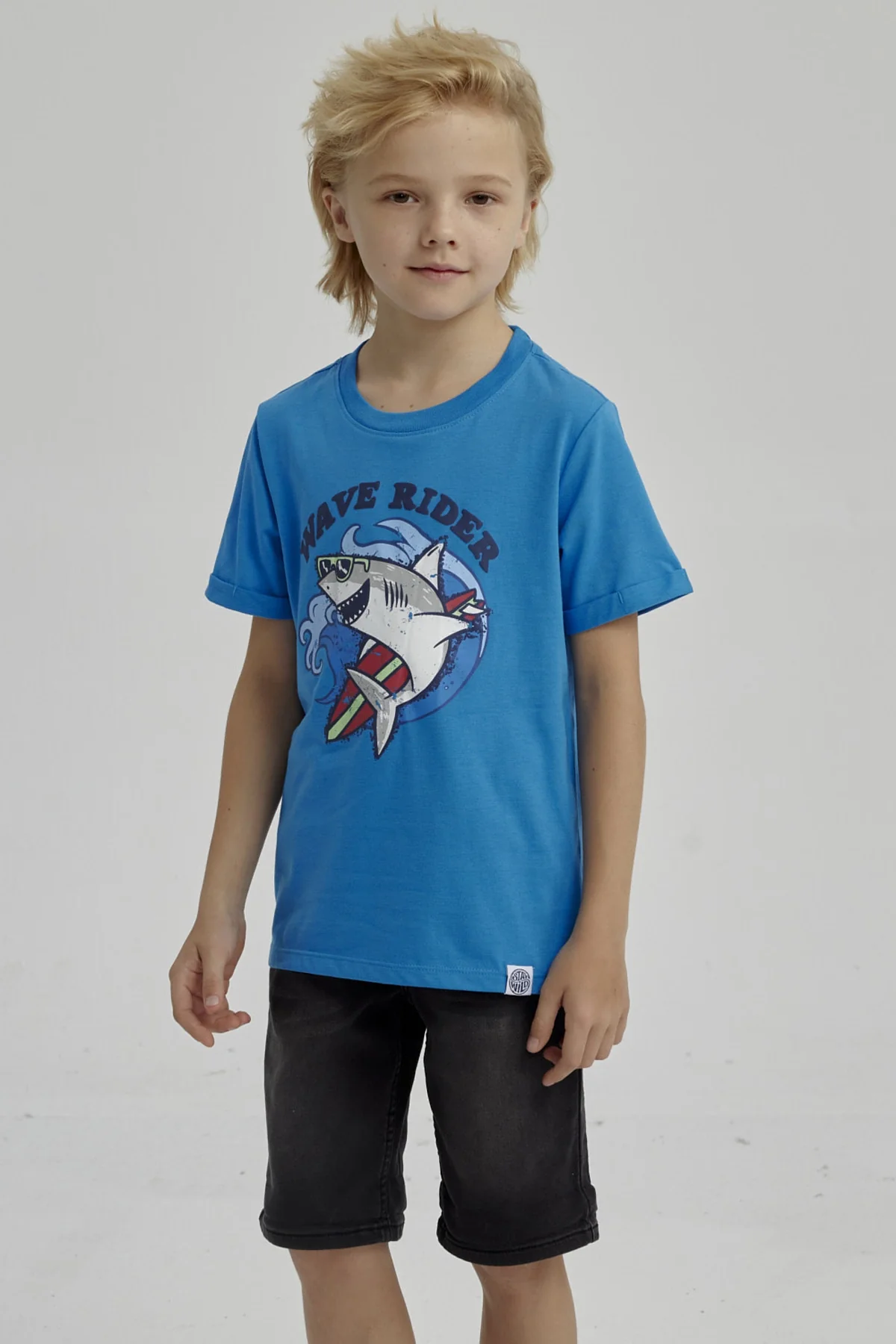 Polera Niño Puff Print Delantero Azul Claro