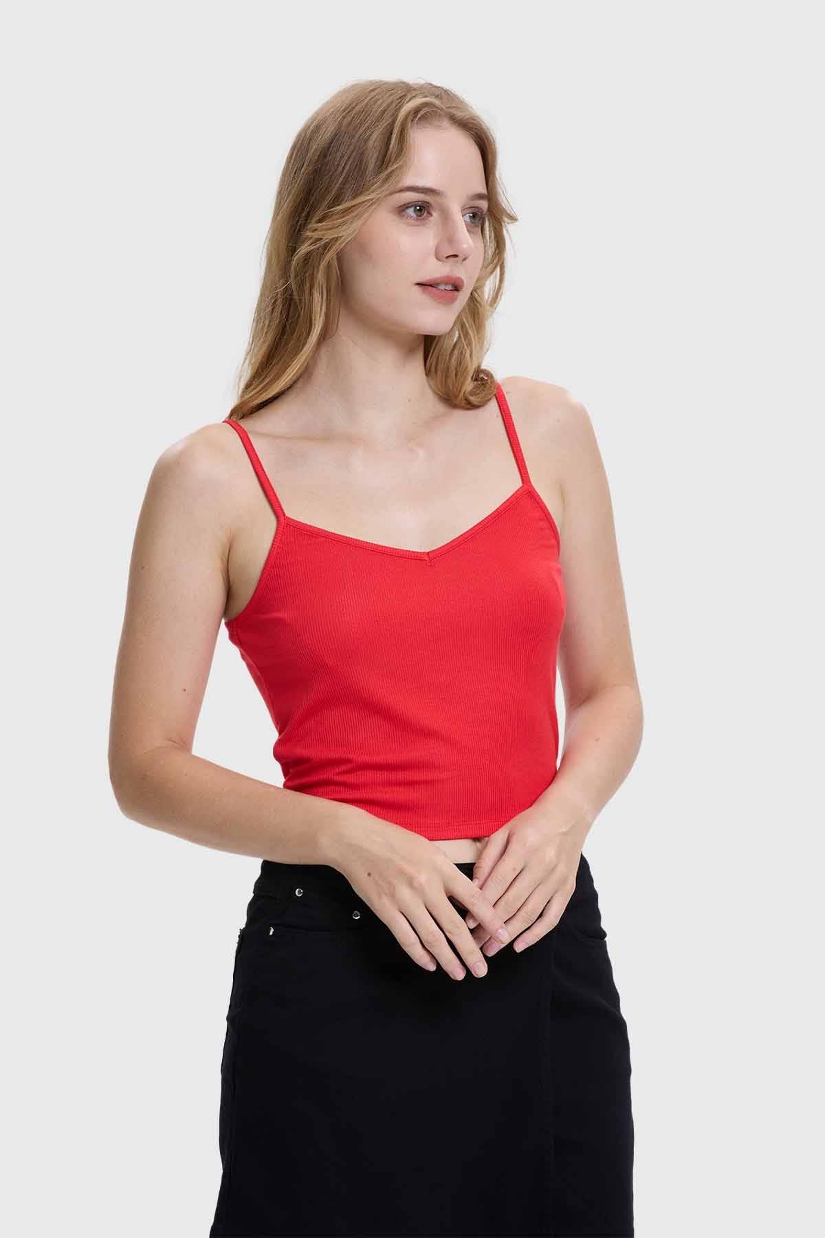 Polera Peto Mujer Pabilo Crop Rojo - Image 2