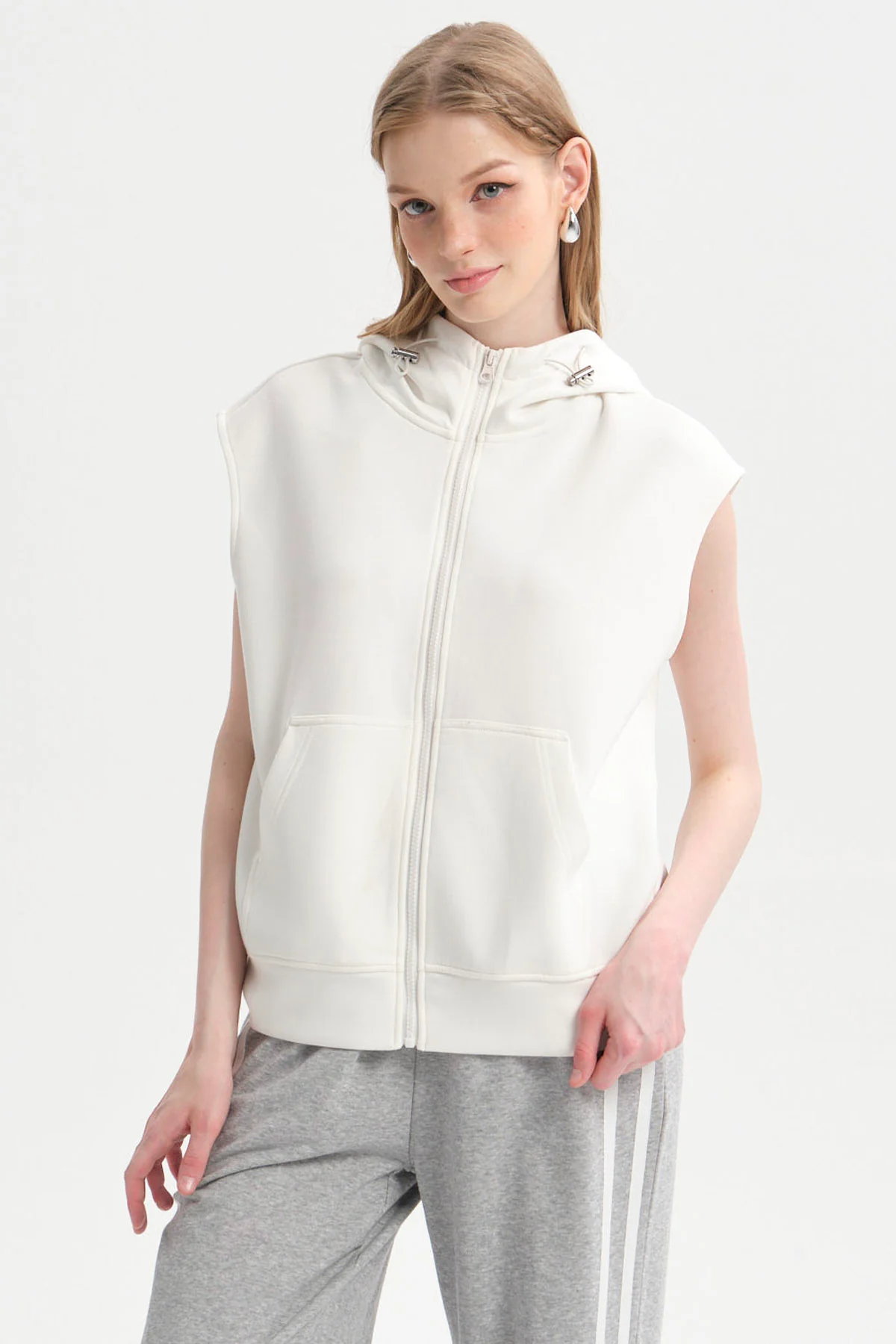 Polerón Mujer Full Zipper Crudo