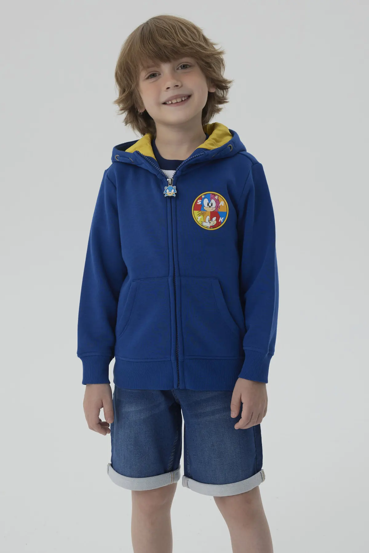 Polerón Niño Full Zipper Azul Marino