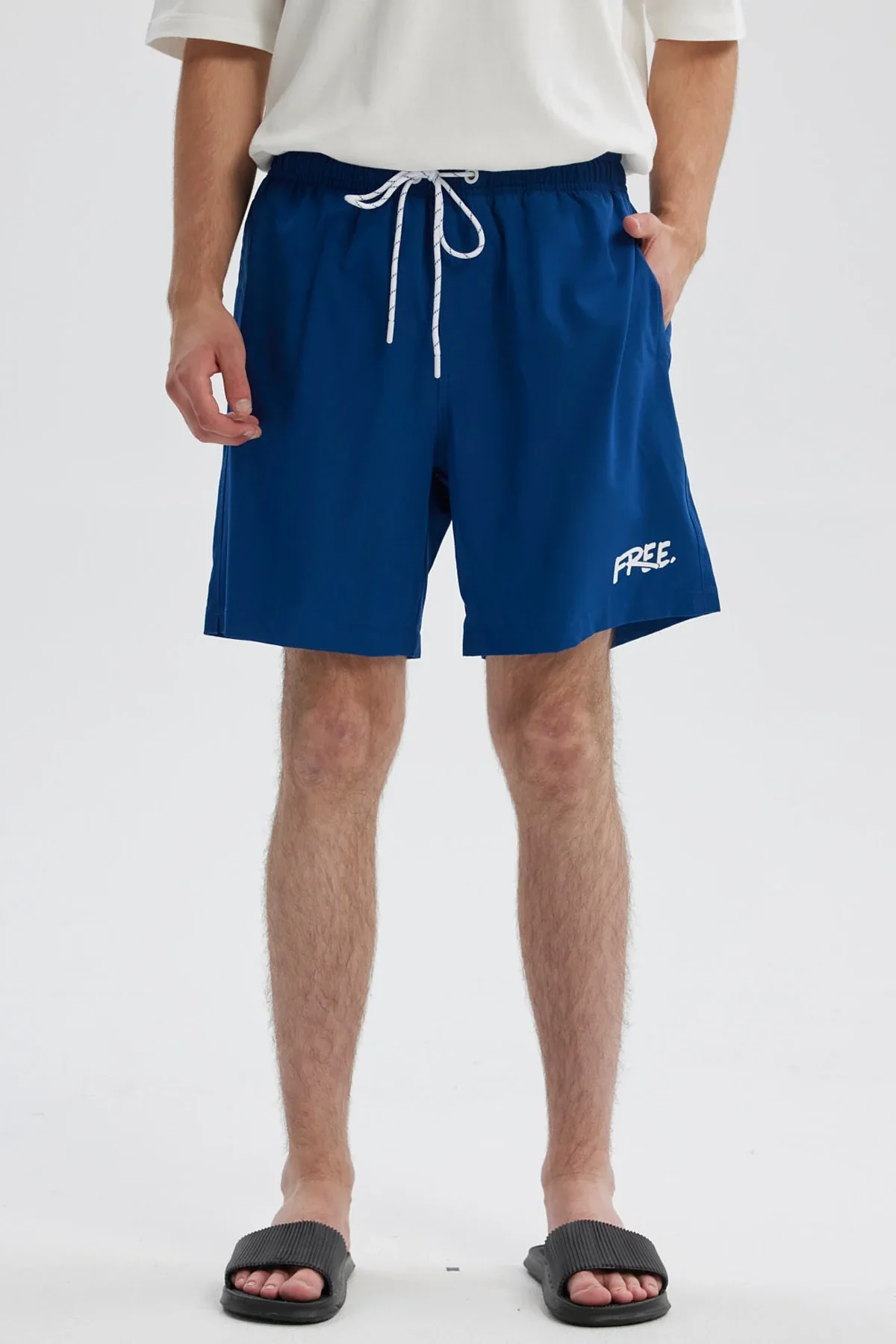 Short de Baño Hombre Liso Azul