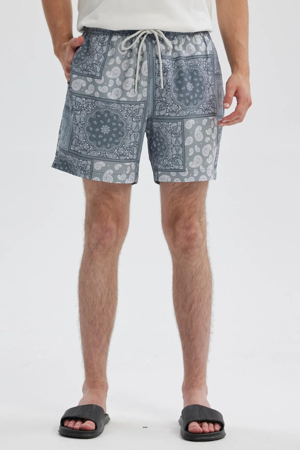 Short de Baño Hombre Print Bandana Gris
