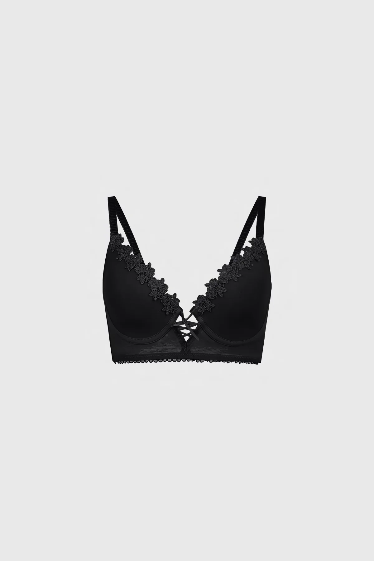 Sostén Mujer Mesh Detalle Macramé Negro