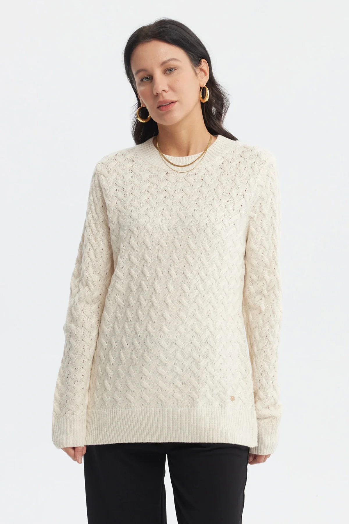 Sweater Mujer Calado Crudo