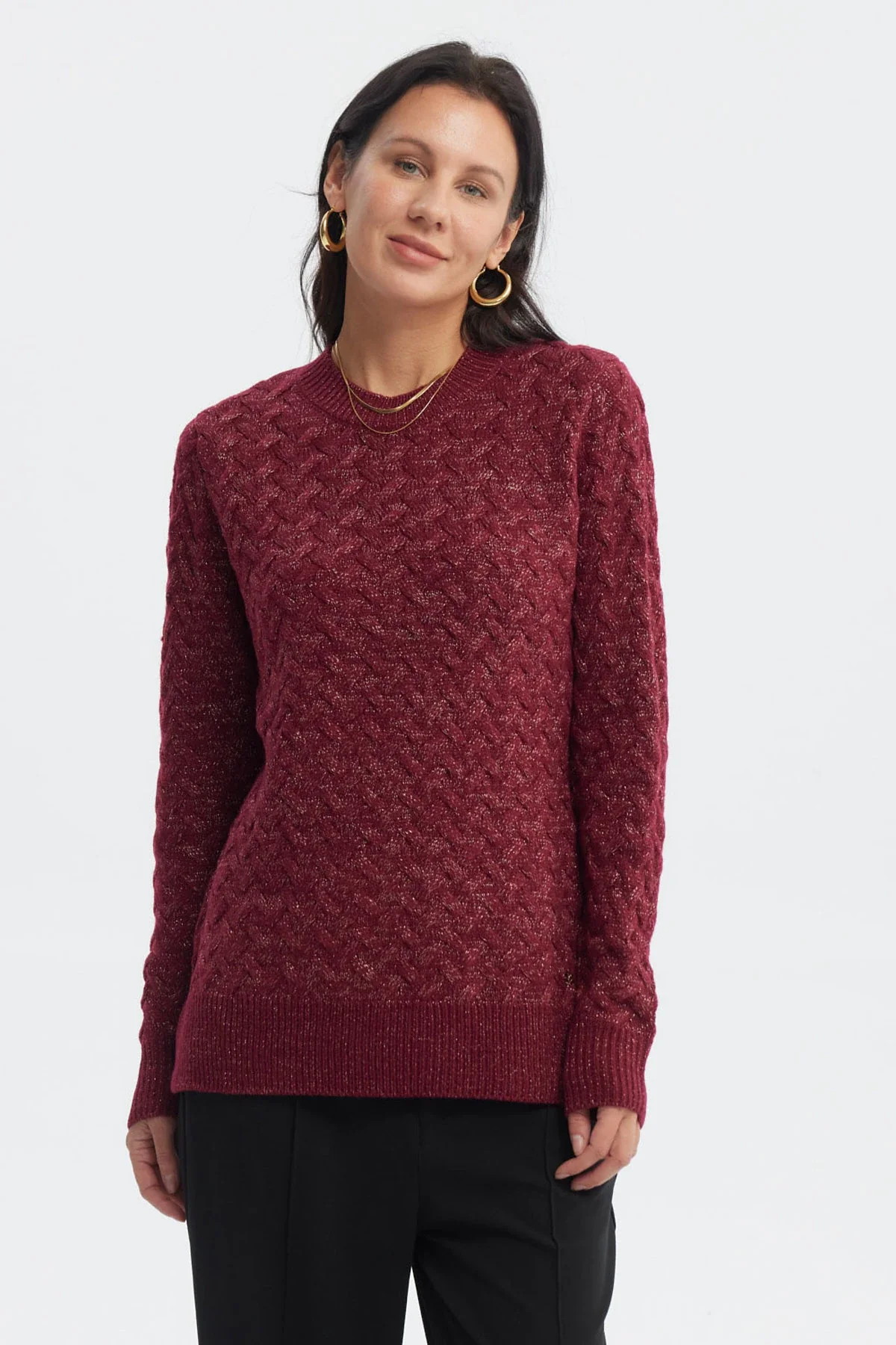 Sweater Mujer Calado Rojo